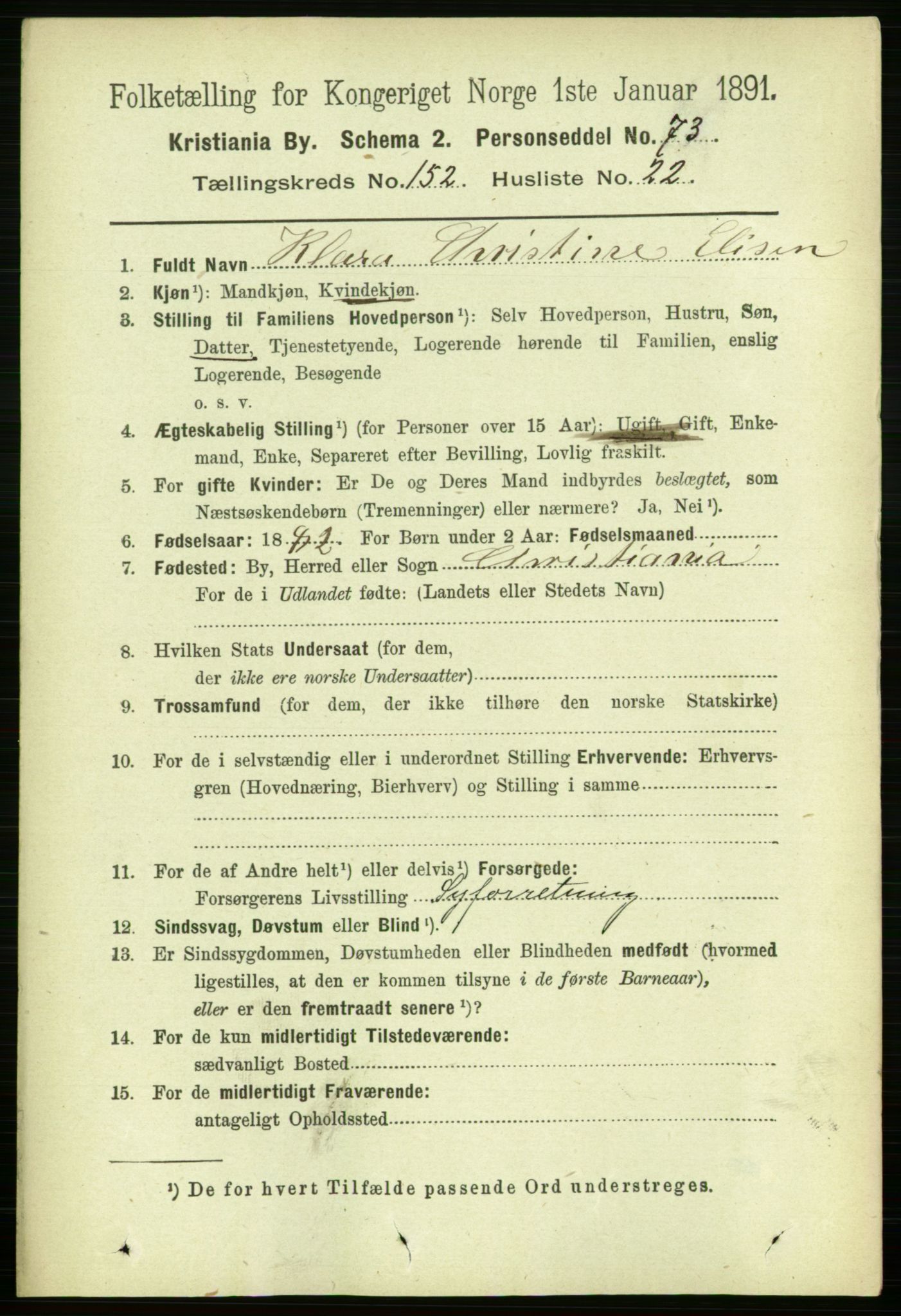 RA, 1891 census for 0301 Kristiania, 1891, p. 85915