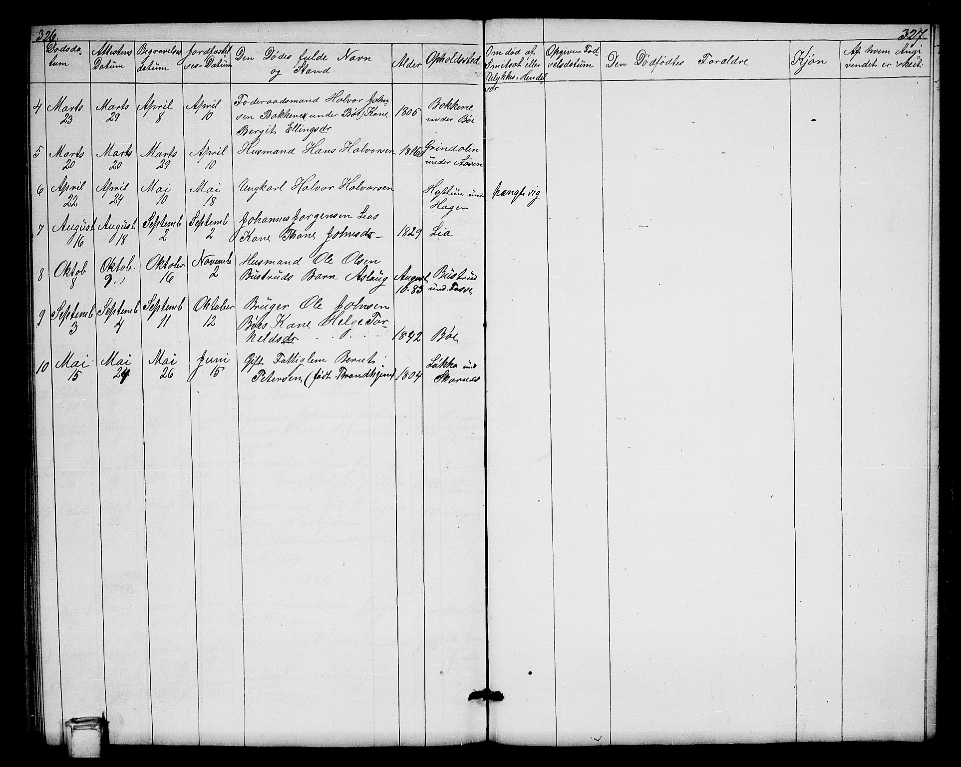 Hjartdal kirkebøker, SAKO/A-270/G/Gb/L0002: Parish register (copy) no. II 2, 1854-1884, p. 326-327