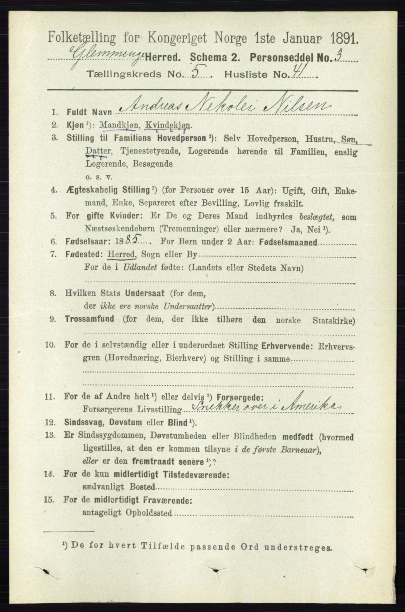 RA, 1891 census for 0132 Glemmen, 1891, p. 6360