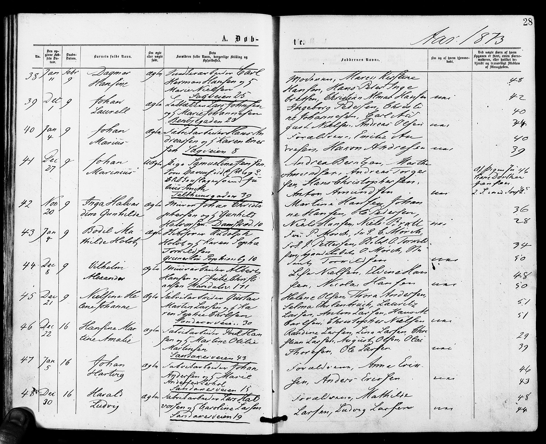 Gamle Aker prestekontor Kirkebøker, AV/SAO-A-10617a/F/L0004: Parish register (official) no. 4, 1872-1879, p. 28