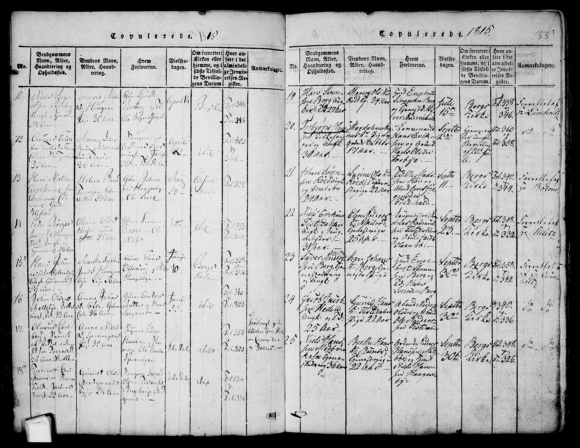 Berg prestekontor Kirkebøker, AV/SAO-A-10902/F/Fa/L0002: Parish register (official) no. I 2, 1815-1831, p. 188