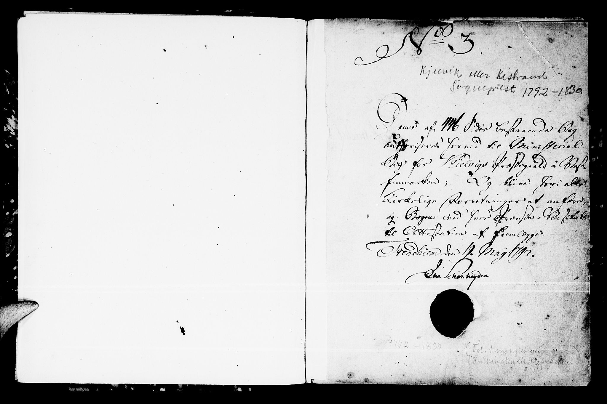 Kistrand/Porsanger sokneprestembete, SATØ/S-1351/H/Ha/L0002.kirke: Parish register (official) no. 2, 1792-1830, p. 1