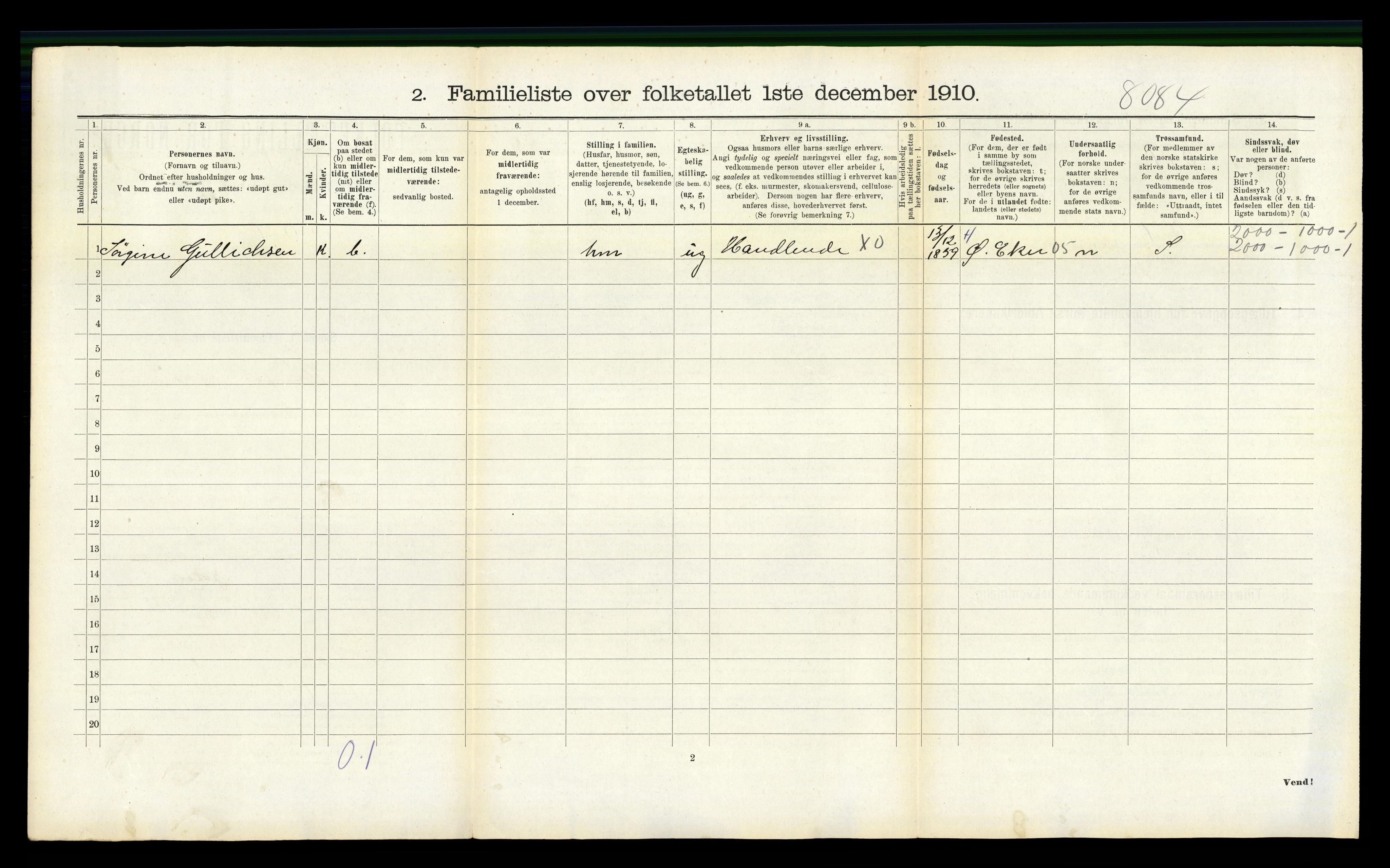 RA, 1910 census for Hønefoss, 1910, p. 268