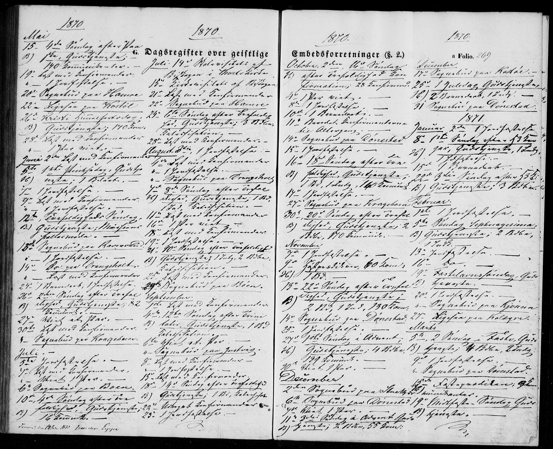Tveit sokneprestkontor, SAK/1111-0043/F/Fa/L0005: Parish register (official) no. A 5, 1853-1871, p. 269