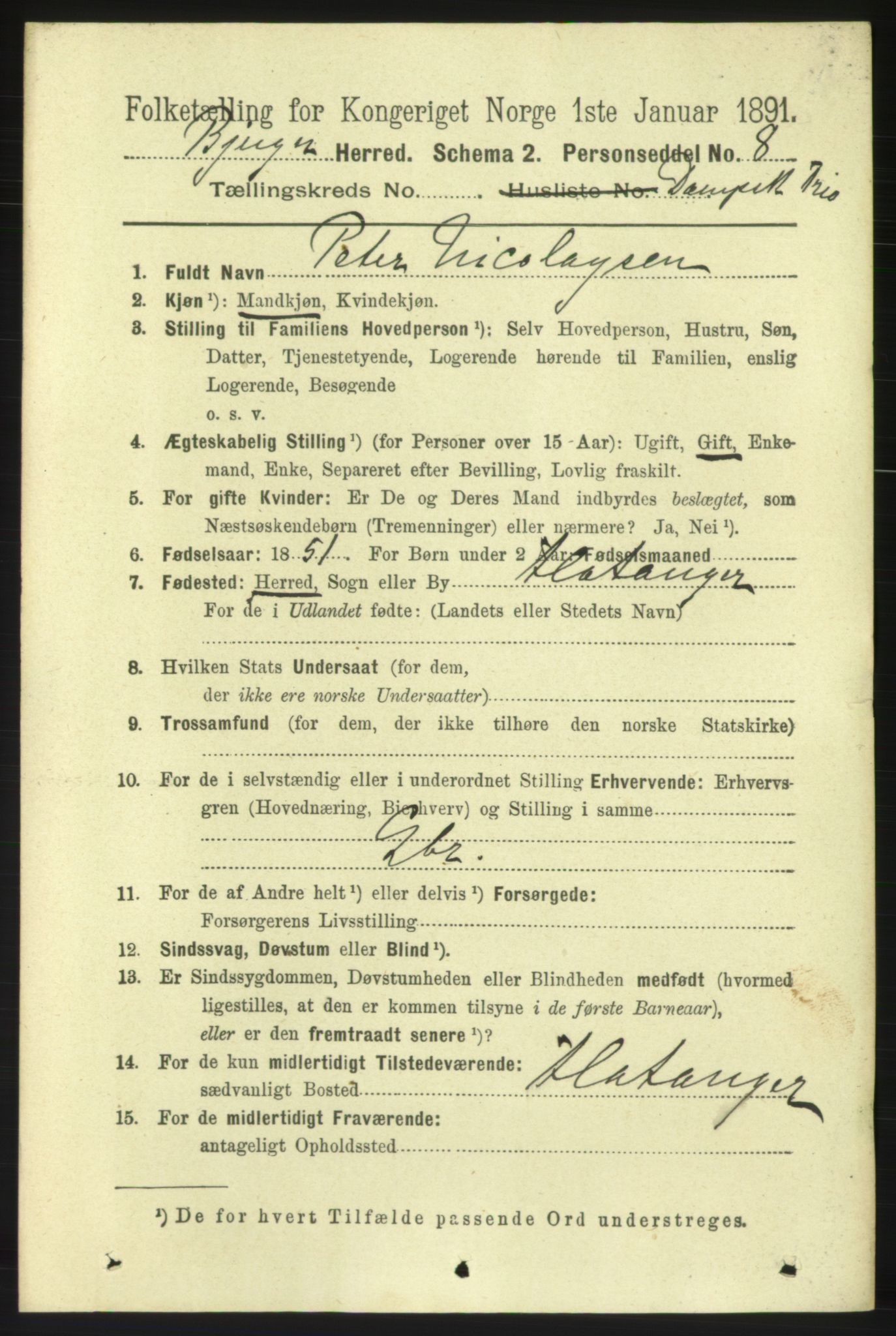 RA, 1891 census for 1627 Bjugn, 1891, p. 5764