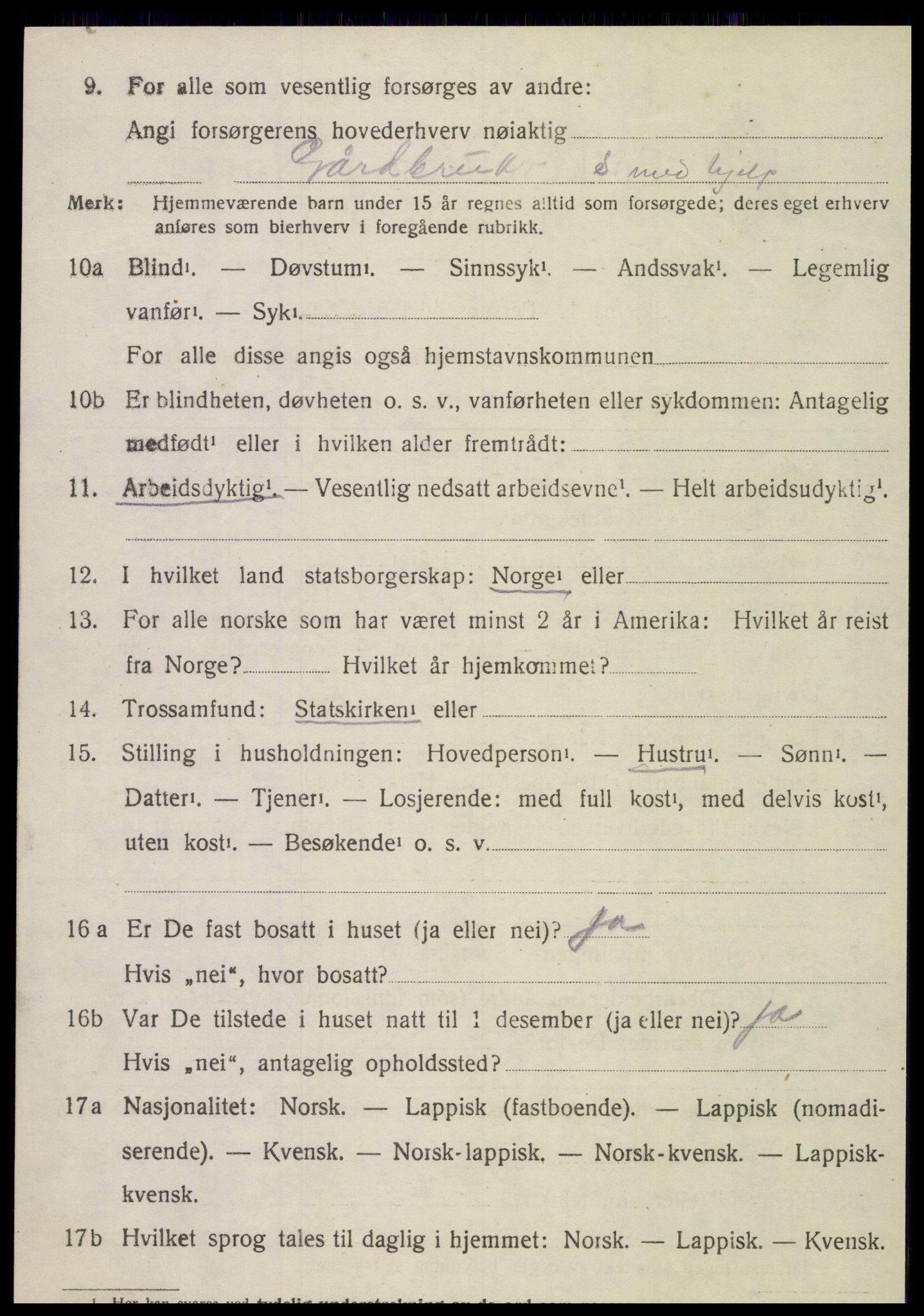 SAT, 1920 census for Frosta, 1920, p. 5839