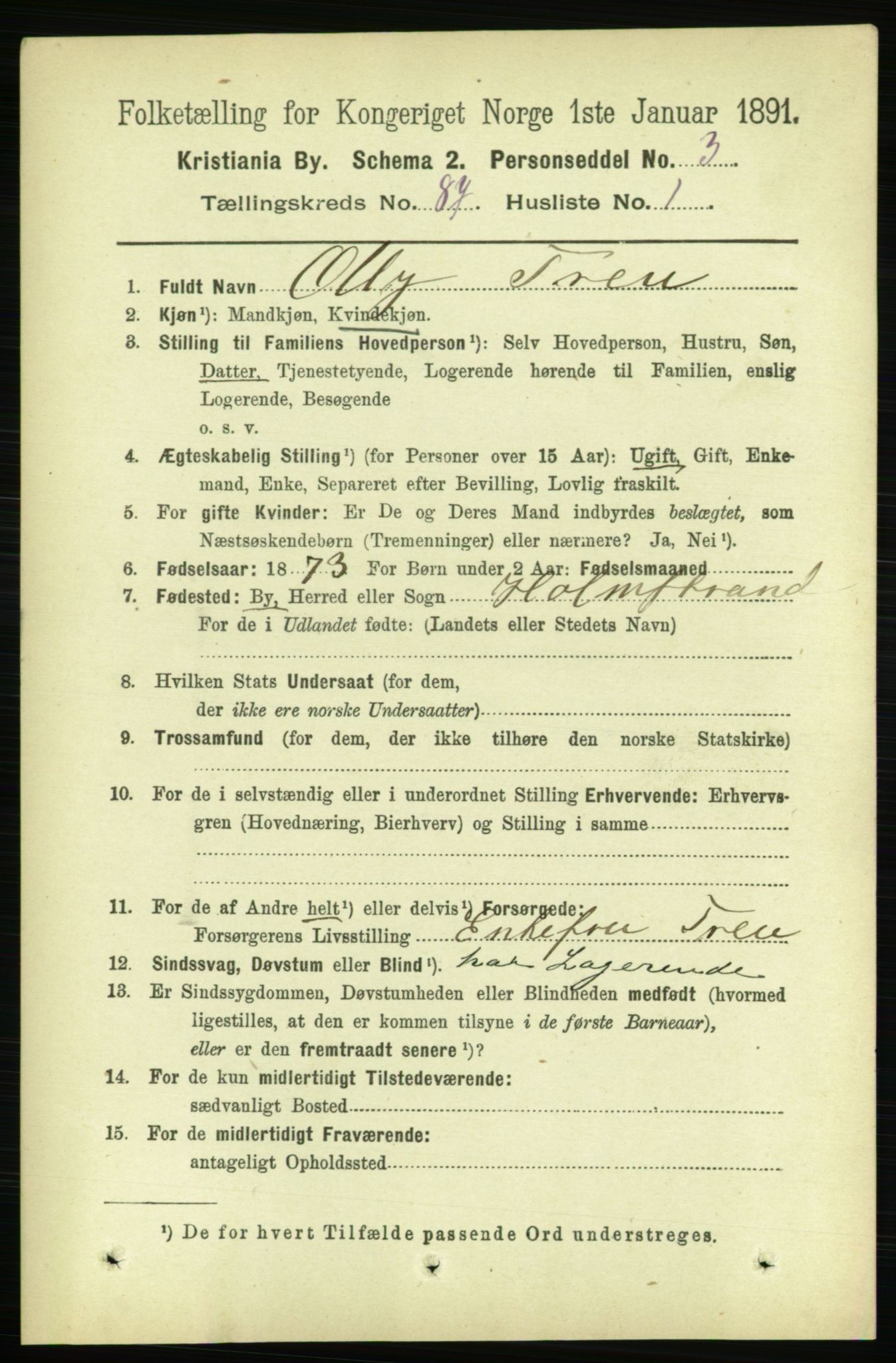 RA, 1891 census for 0301 Kristiania, 1891, p. 43422