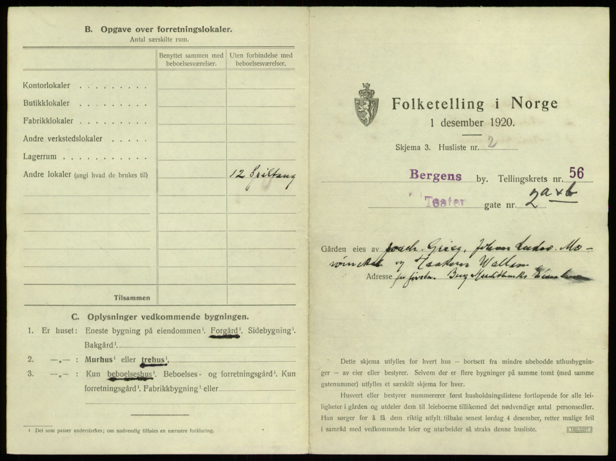 SAB, 1920 census for Bergen, 1920, p. 5180