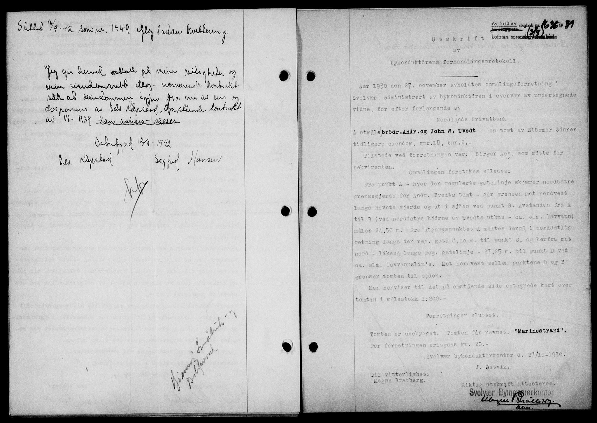 Lofoten sorenskriveri, SAT/A-0017/1/2/2C/L0006a: Mortgage book no. 6a, 1939-1939, Diary no: : 1636/1939