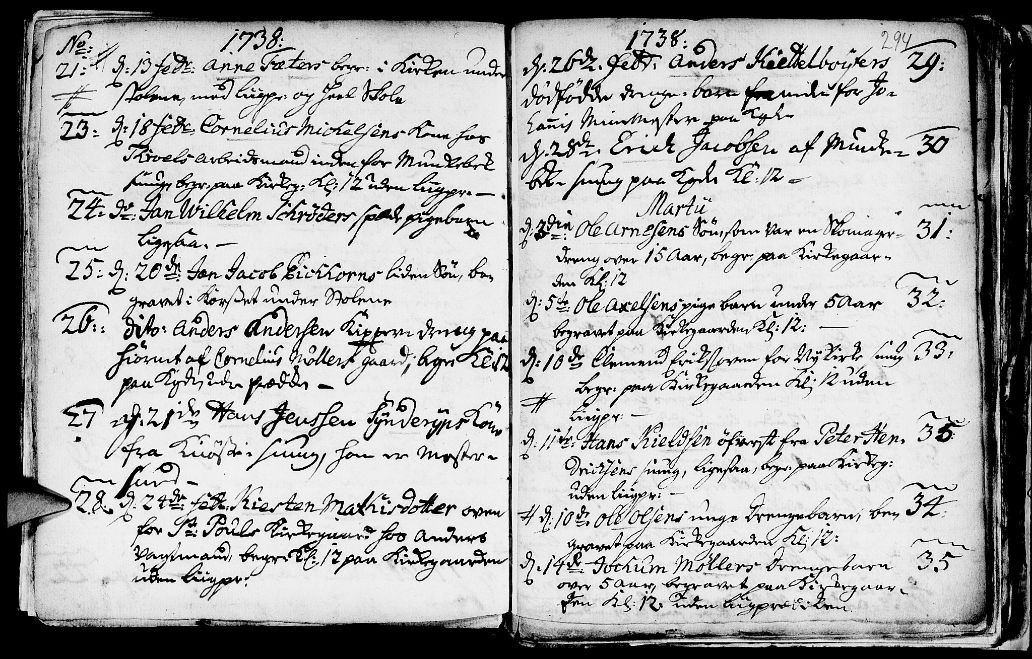 Nykirken Sokneprestembete, SAB/A-77101/H/Haa/L0009: Parish register (official) no. A 9, 1689-1759, p. 294