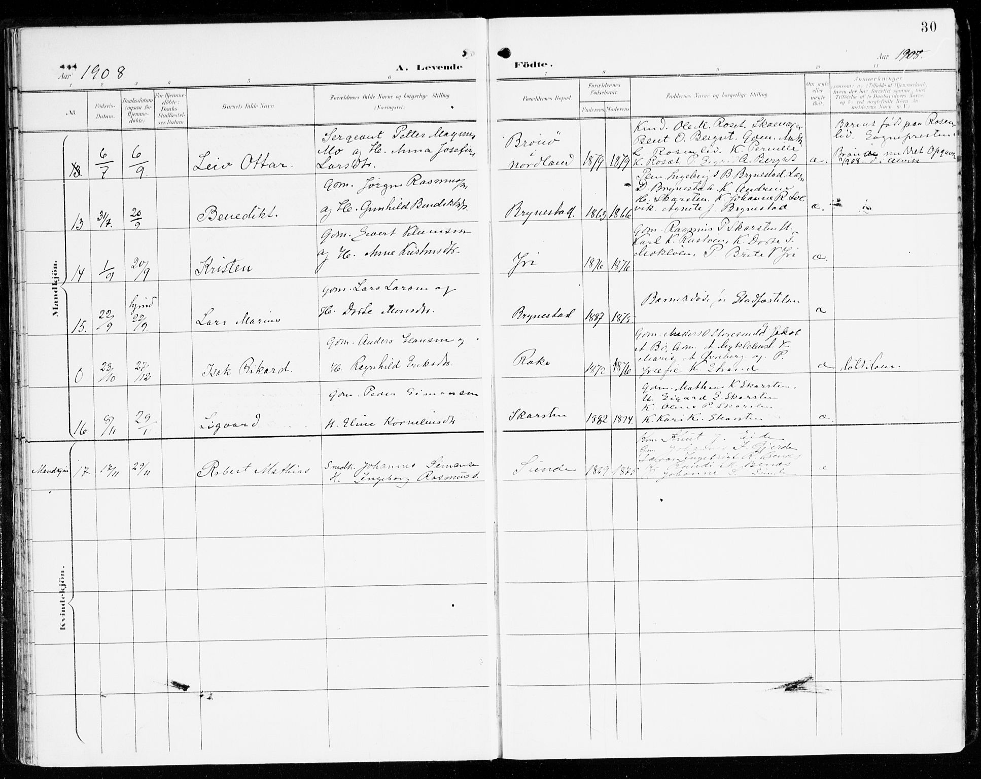 Innvik sokneprestembete, AV/SAB-A-80501: Parish register (official) no. C 2, 1900-1920, p. 30