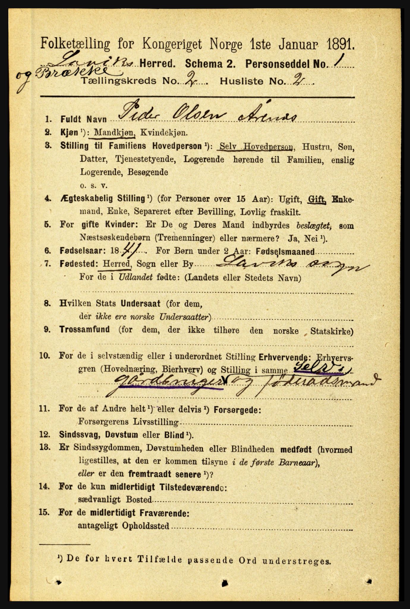 RA, 1891 census for 1415 Lavik og Brekke, 1891, p. 293