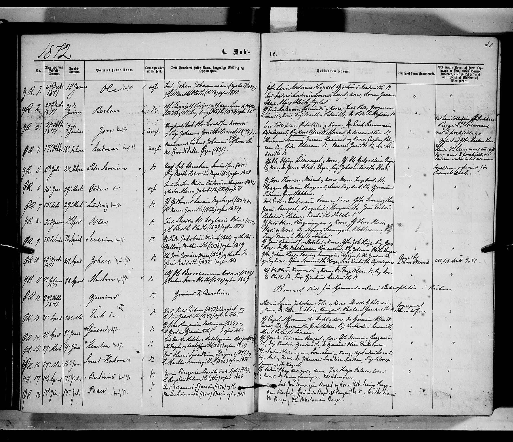 Rendalen prestekontor, SAH/PREST-054/H/Ha/Haa/L0006: Parish register (official) no. 6, 1867-1877, p. 51