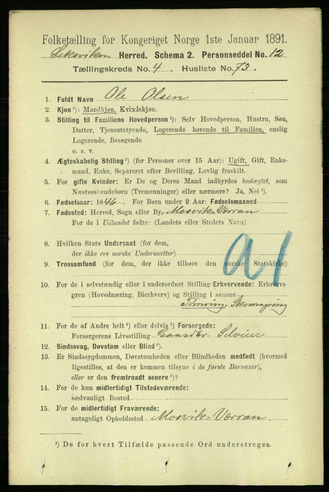 RA, 1891 census for 1718 Leksvik, 1891, p. 2388