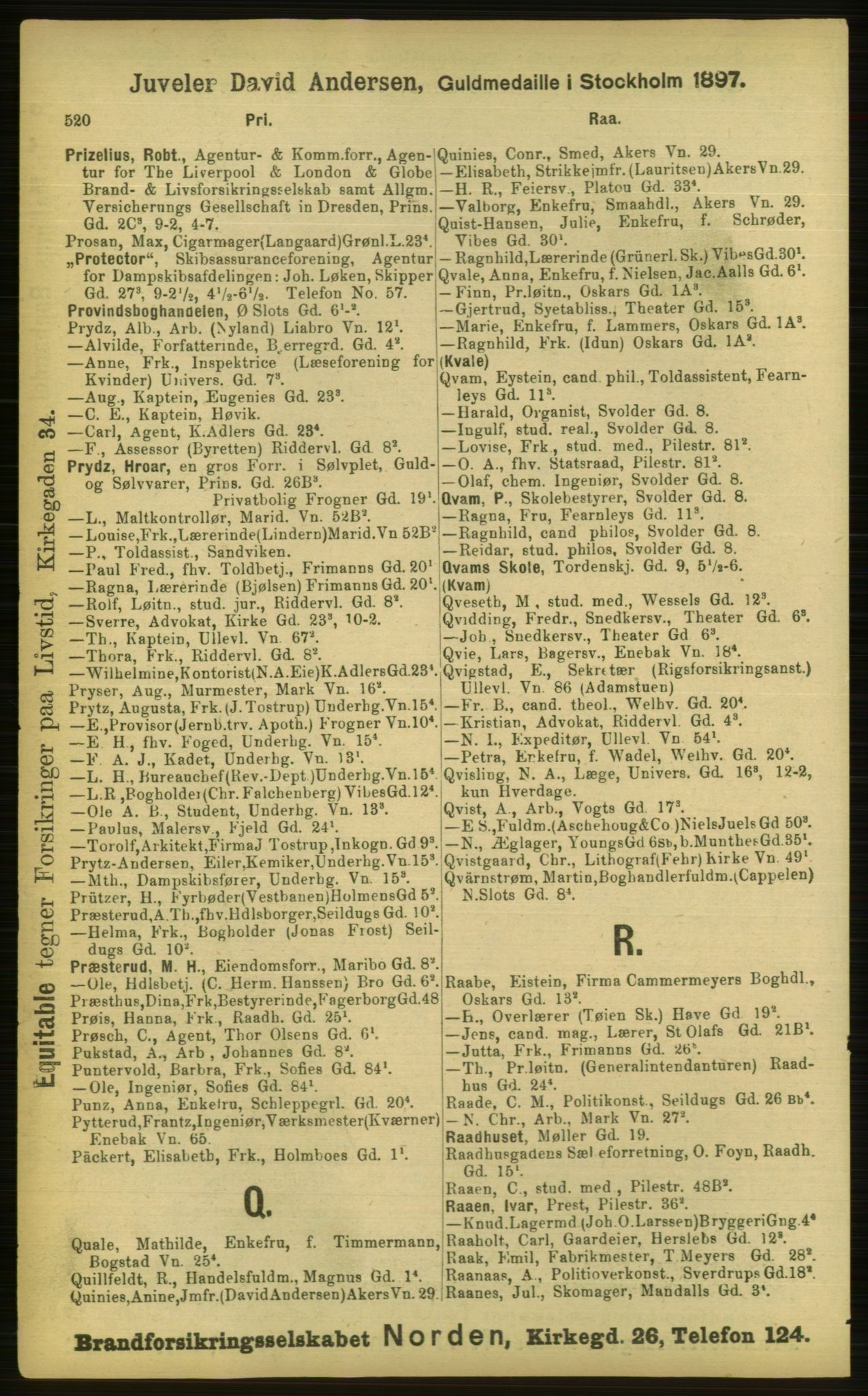 Kristiania/Oslo adressebok, PUBL/-, 1898, p. 520