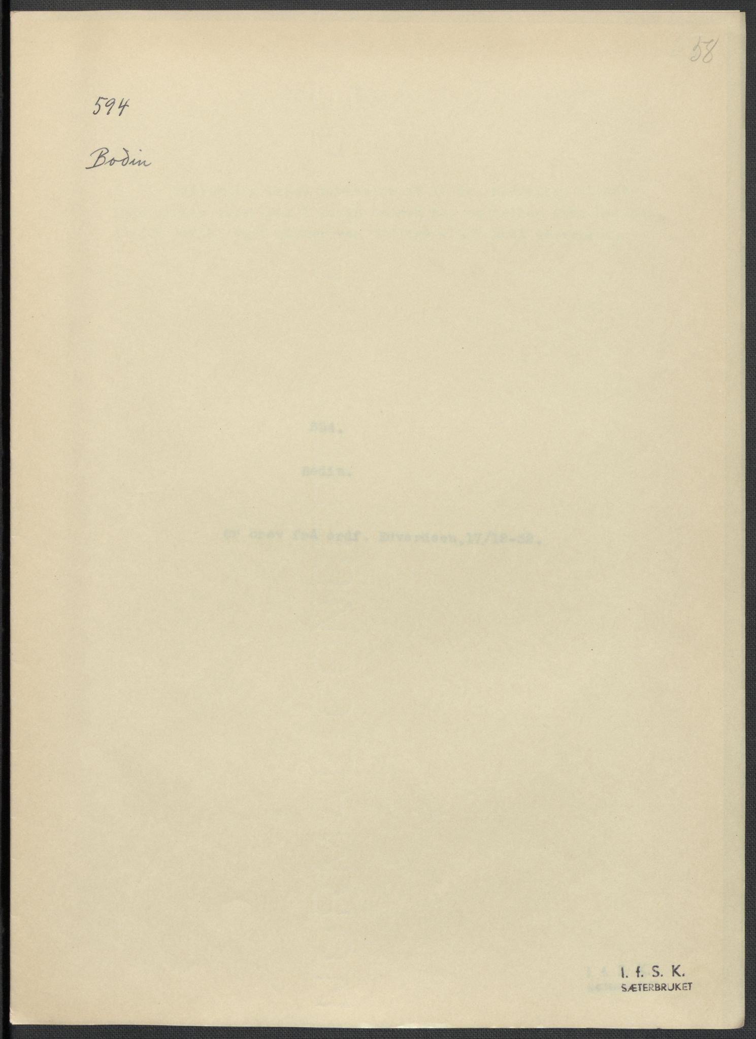 Instituttet for sammenlignende kulturforskning, AV/RA-PA-0424/F/Fc/L0016/0002: Eske B16: / Nordland (perm XLVII), 1932-1936, p. 58