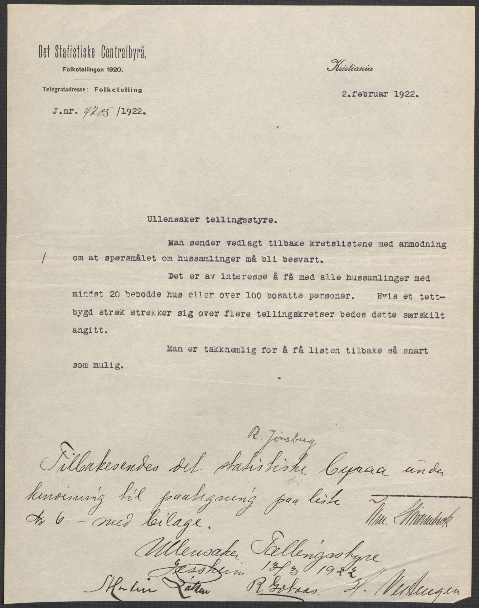 SAO, 1920 census for Ullensaker, 1920, p. 2