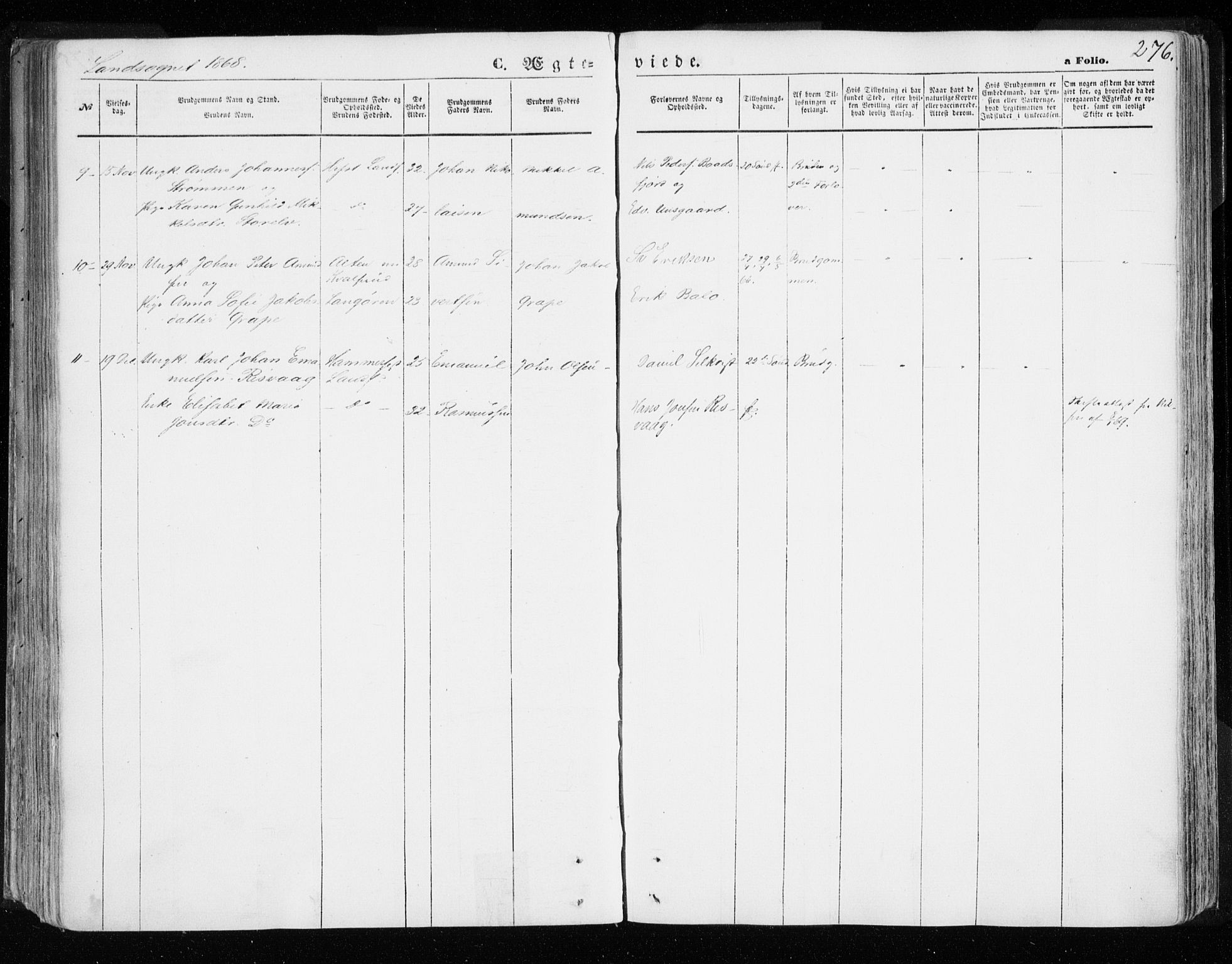 Hammerfest sokneprestkontor, AV/SATØ-S-1347/H/Ha/L0005.kirke: Parish register (official) no. 5, 1857-1869, p. 276