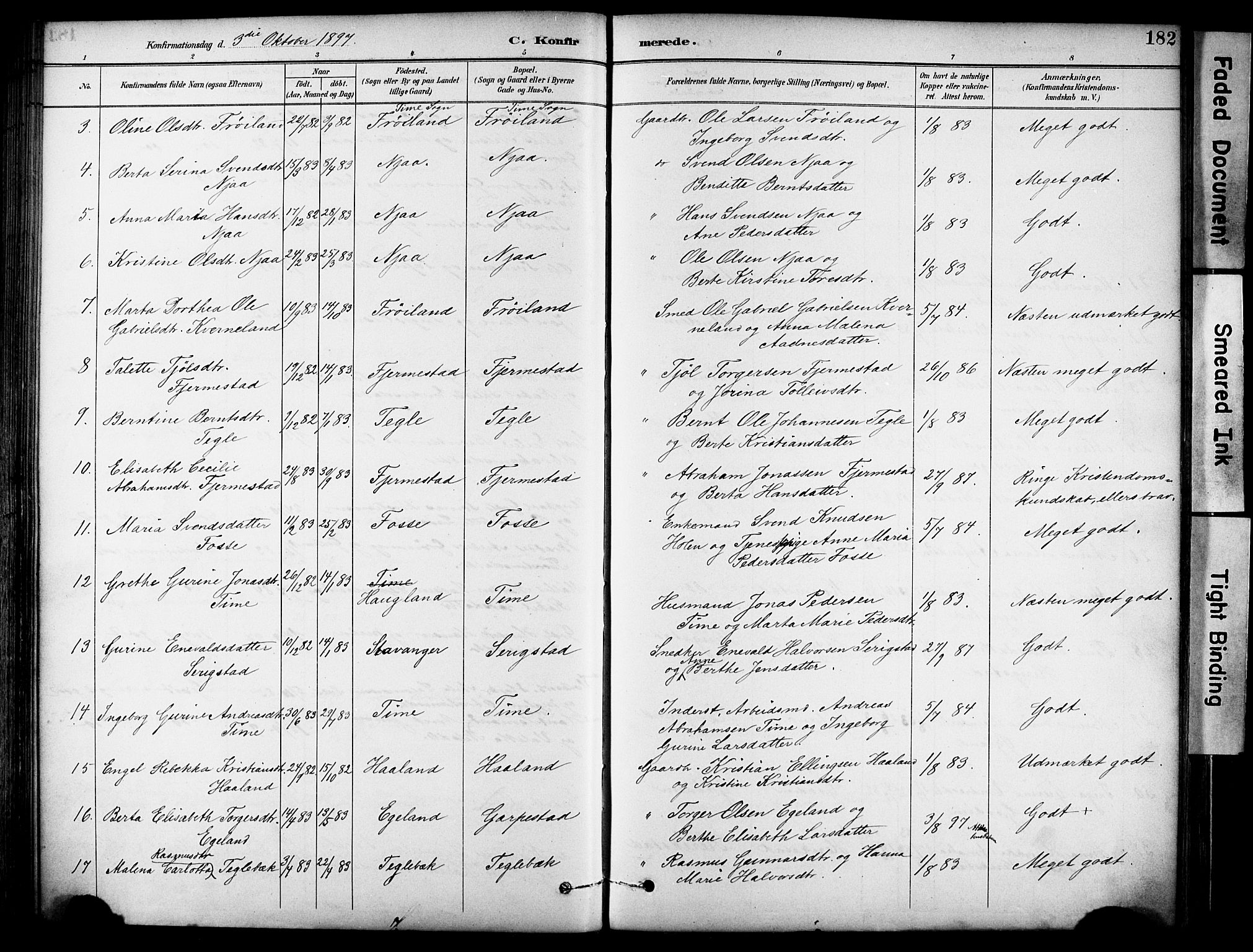 Lye sokneprestkontor, AV/SAST-A-101794/001/30BA/L0011: Parish register (official) no. A 9, 1893-1903, p. 182