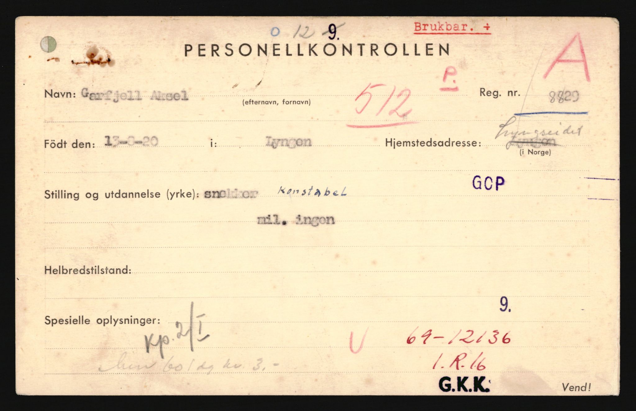 Forsvaret, Troms infanteriregiment nr. 16, AV/RA-RAFA-3146/P/Pa/L0024/0002: Rulleblad / Rulleblad for regimentets menige mannskaper, årsklasse 1941, 1941, p. 82