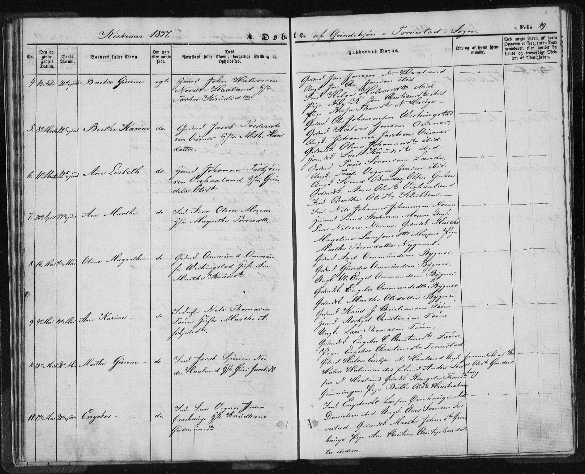 Torvastad sokneprestkontor, SAST/A -101857/H/Ha/Haa/L0005: Parish register (official) no. A 5, 1836-1847, p. 29