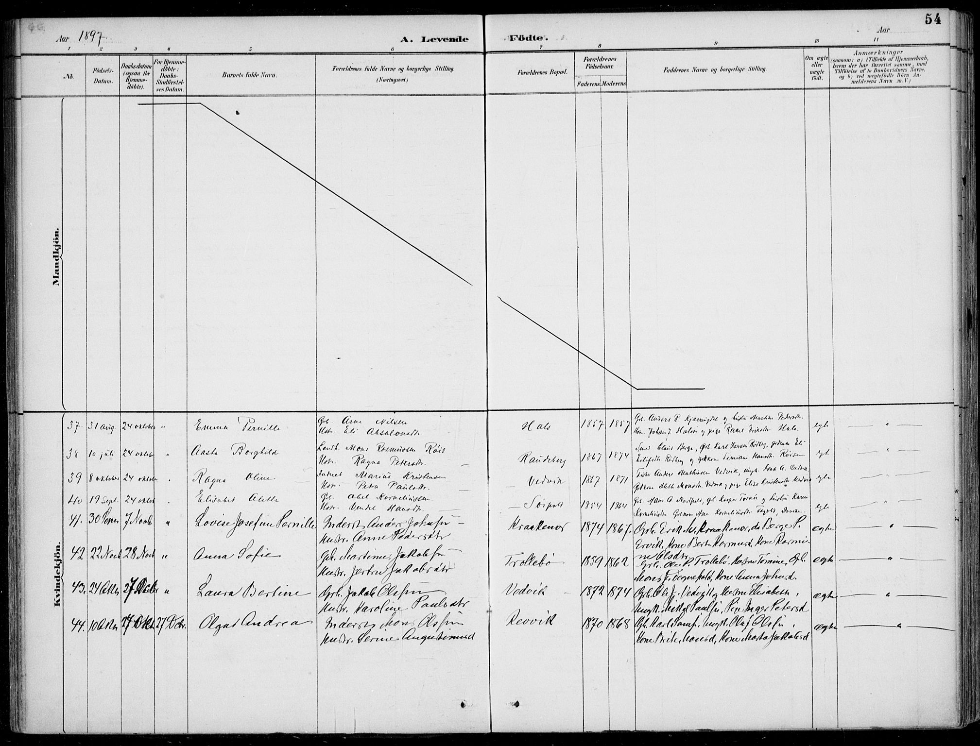 Selje sokneprestembete, AV/SAB-A-99938/H/Ha/Haa/Haac/L0002: Parish register (official) no. C  2, 1889-1904, p. 54