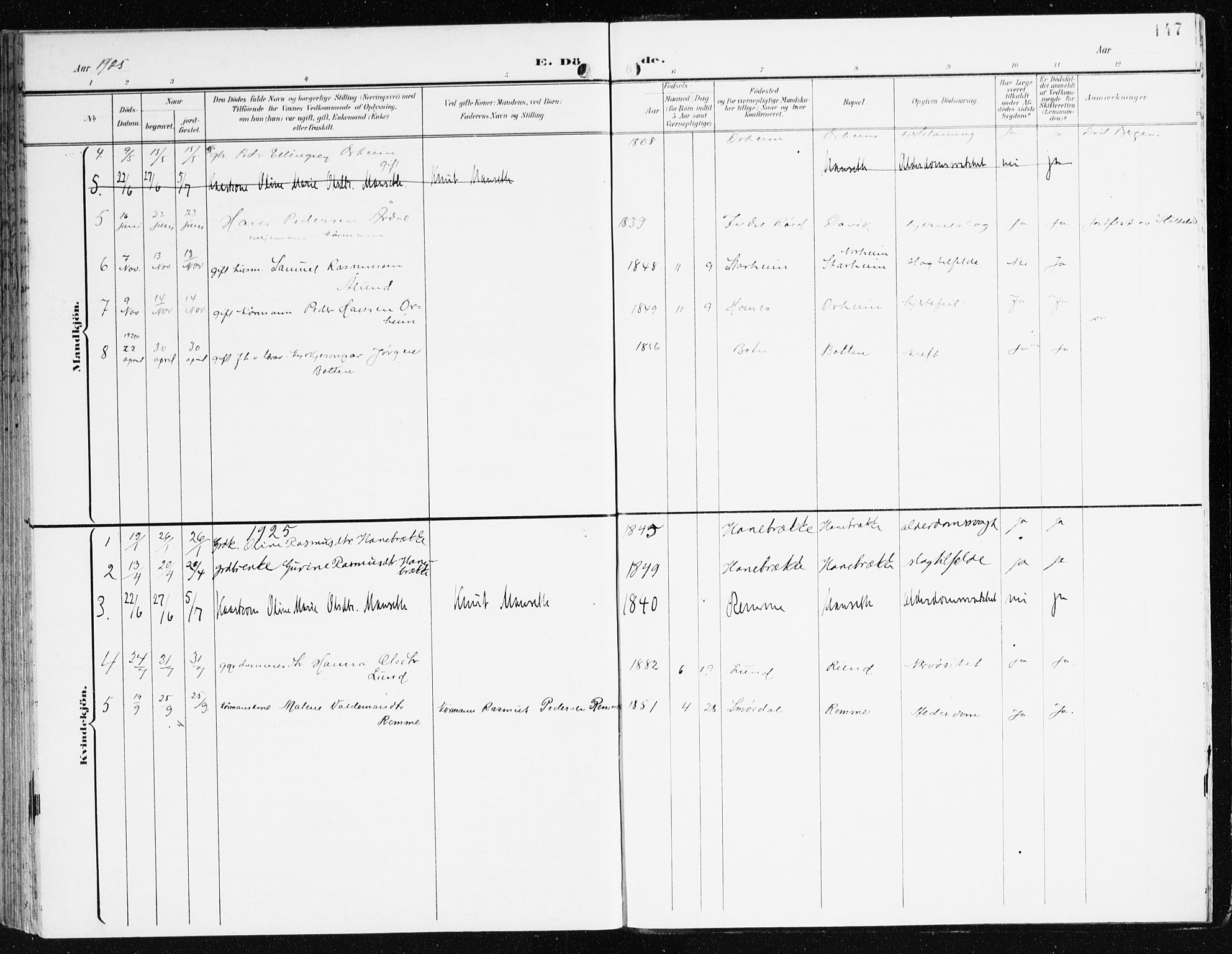 Eid sokneprestembete, SAB/A-82301/H/Haa/Haac/L0002: Parish register (official) no. C 2, 1899-1927, p. 147