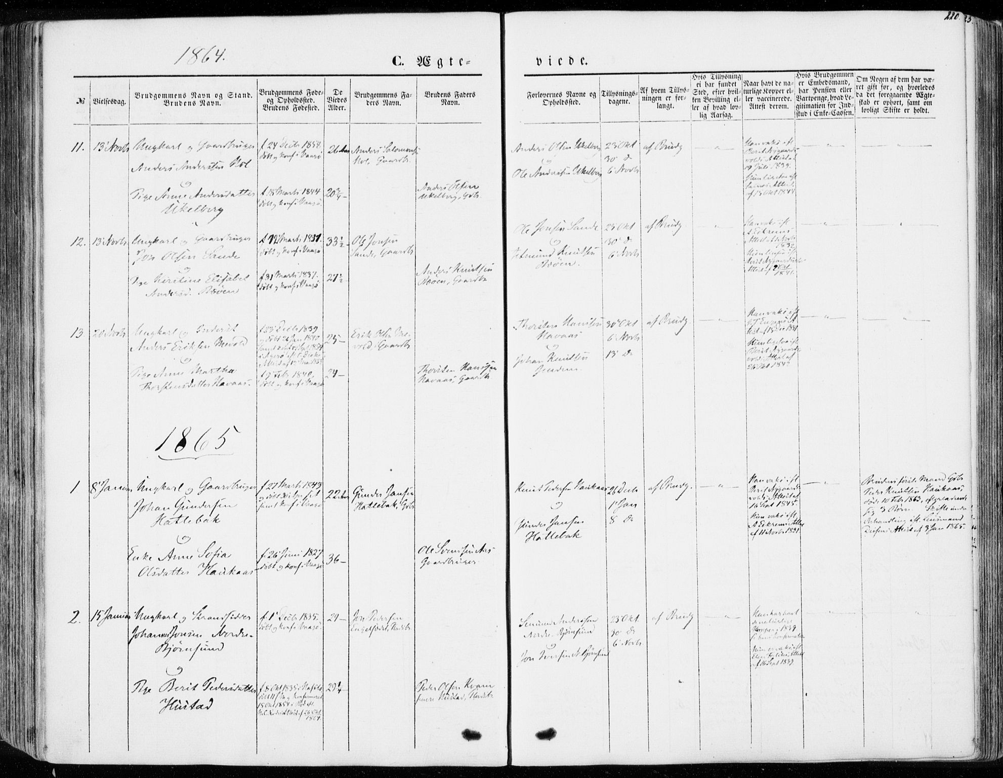 Ministerialprotokoller, klokkerbøker og fødselsregistre - Møre og Romsdal, AV/SAT-A-1454/565/L0748: Parish register (official) no. 565A02, 1845-1872, p. 220