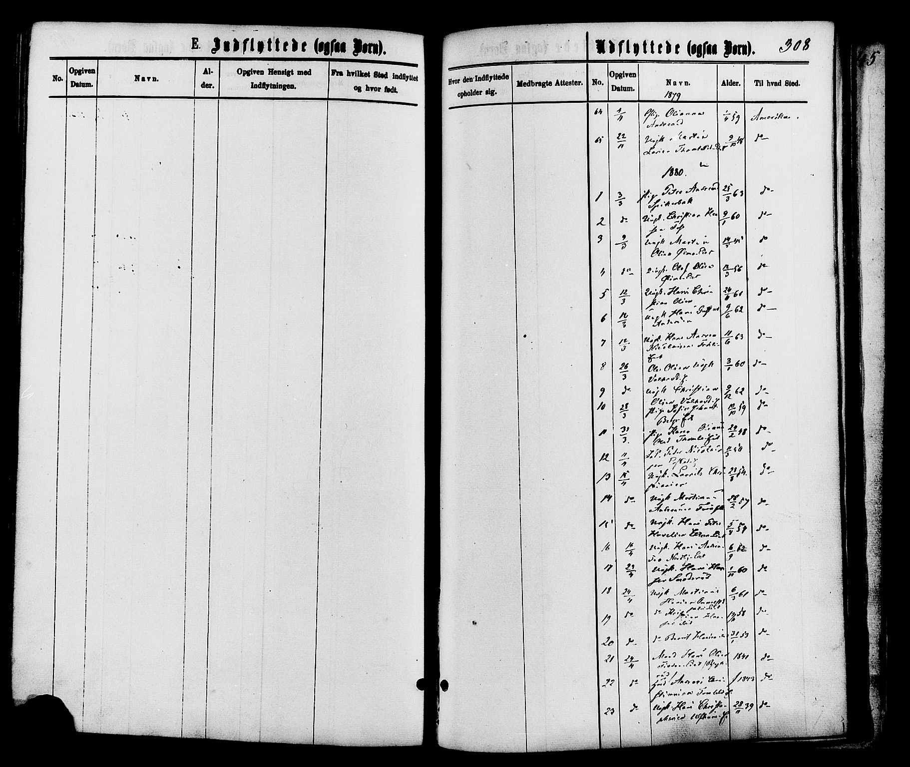 Nordre Land prestekontor, SAH/PREST-124/H/Ha/Haa/L0002: Parish register (official) no. 2, 1872-1881, p. 308