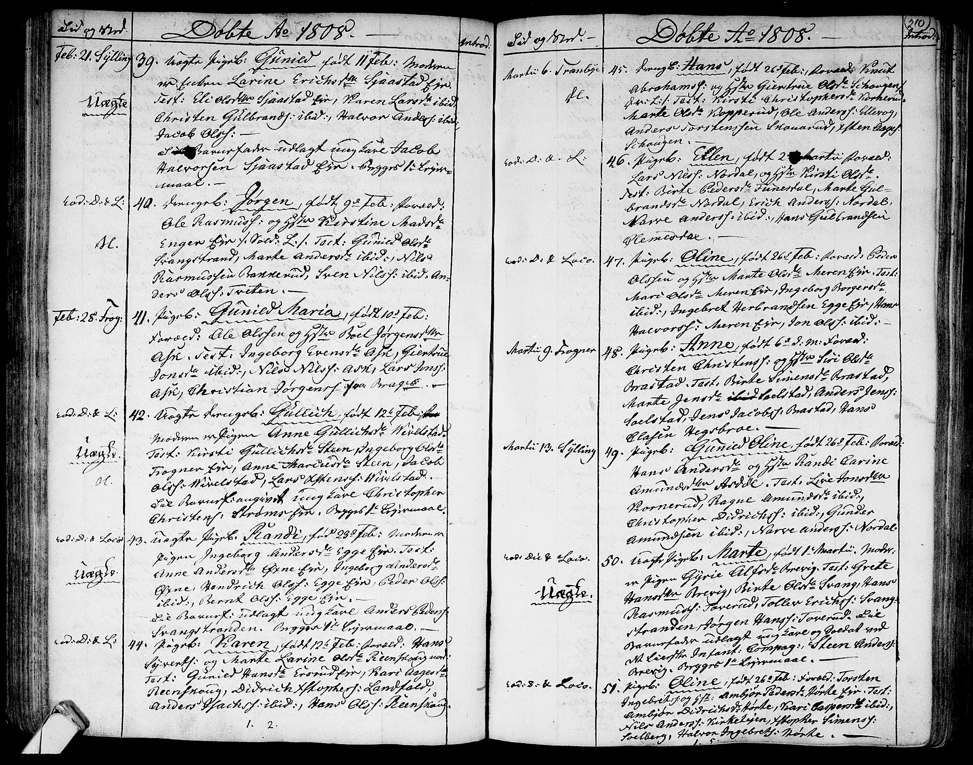 Lier kirkebøker, AV/SAKO-A-230/F/Fa/L0007: Parish register (official) no. I 7, 1794-1813, p. 210