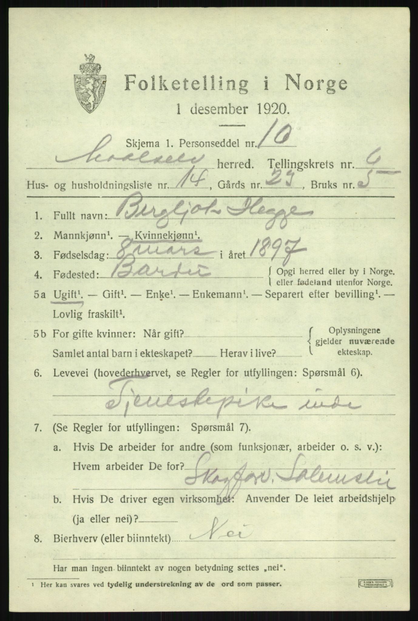 SATØ, 1920 census for Målselv, 1920, p. 3811