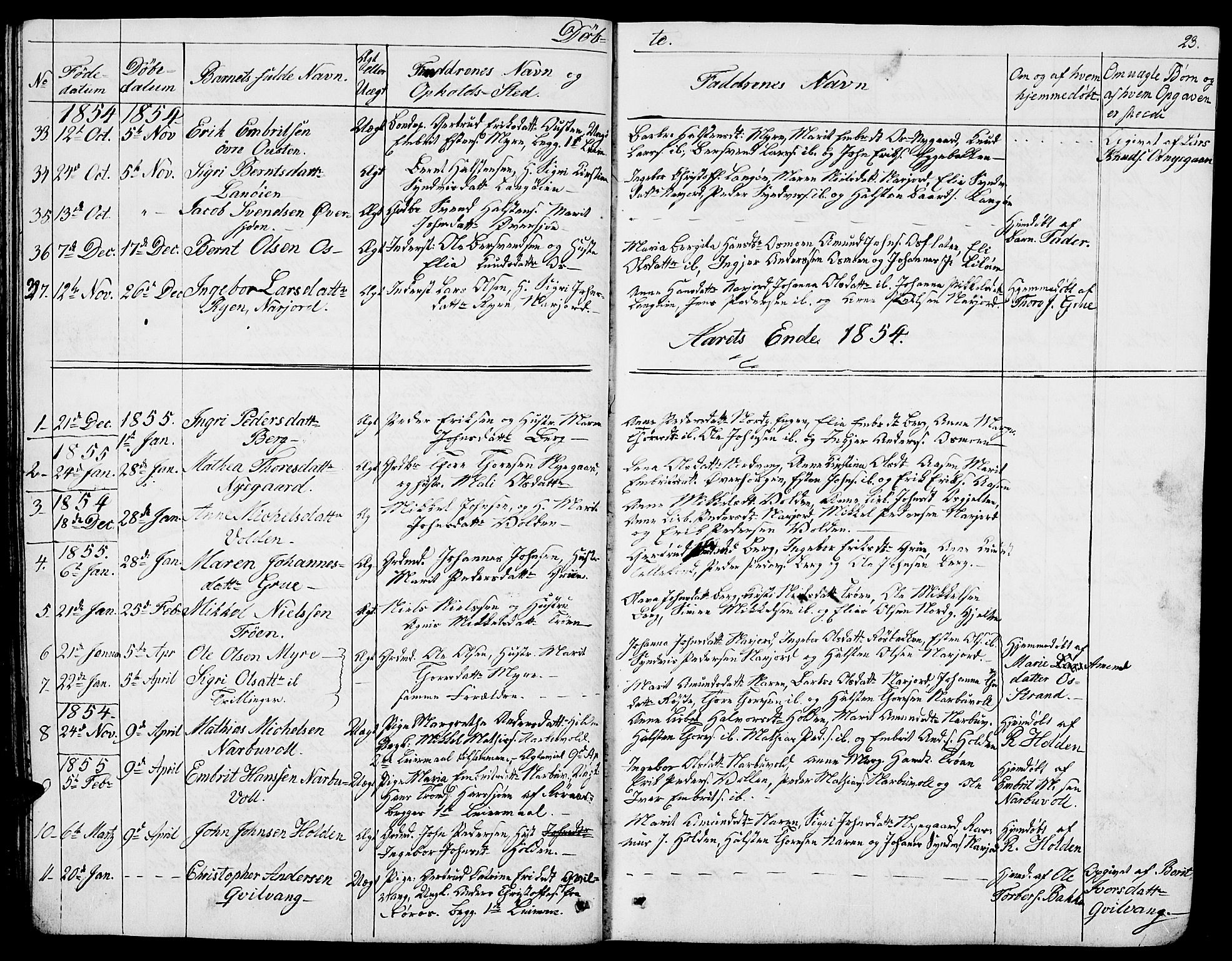 Tolga prestekontor, AV/SAH-PREST-062/L/L0004: Parish register (copy) no. 4, 1845-1887, p. 23