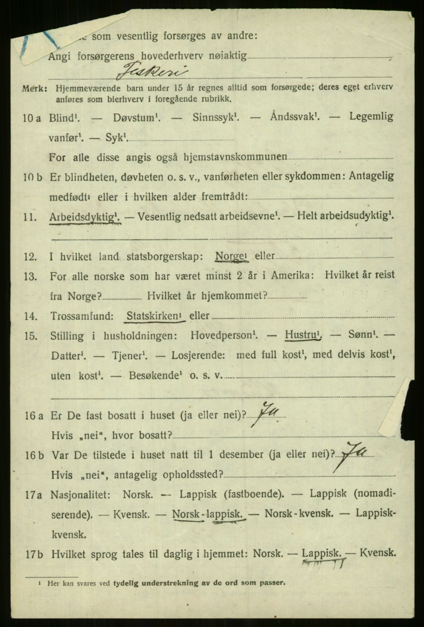 SATØ, 1920 census for Lyngen, 1920, p. 3494