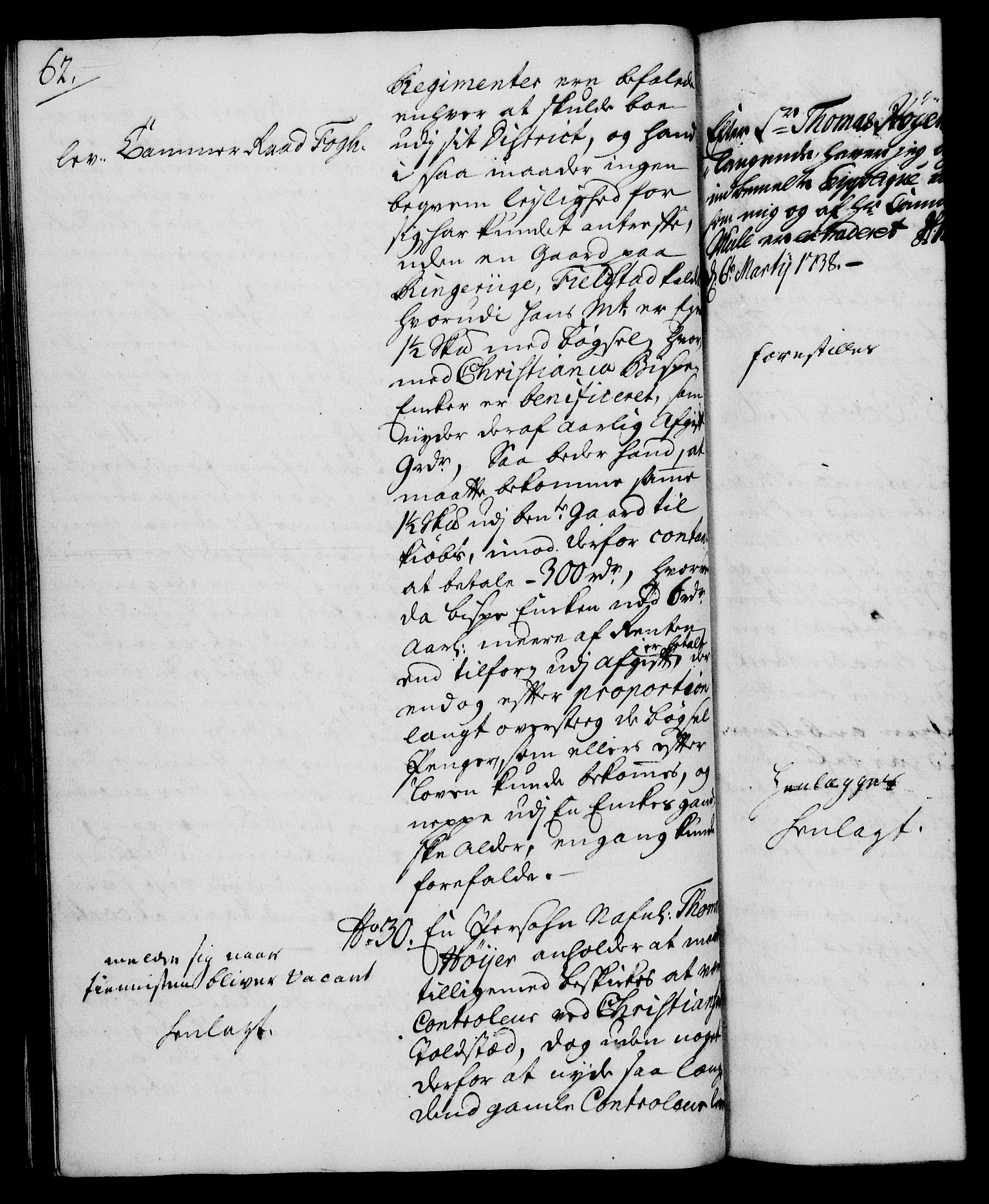 Rentekammeret, Kammerkanselliet, RA/EA-3111/G/Gh/Gha/L0019: Norsk ekstraktmemorialprotokoll (merket RK 53.64), 1736-1737, p. 62