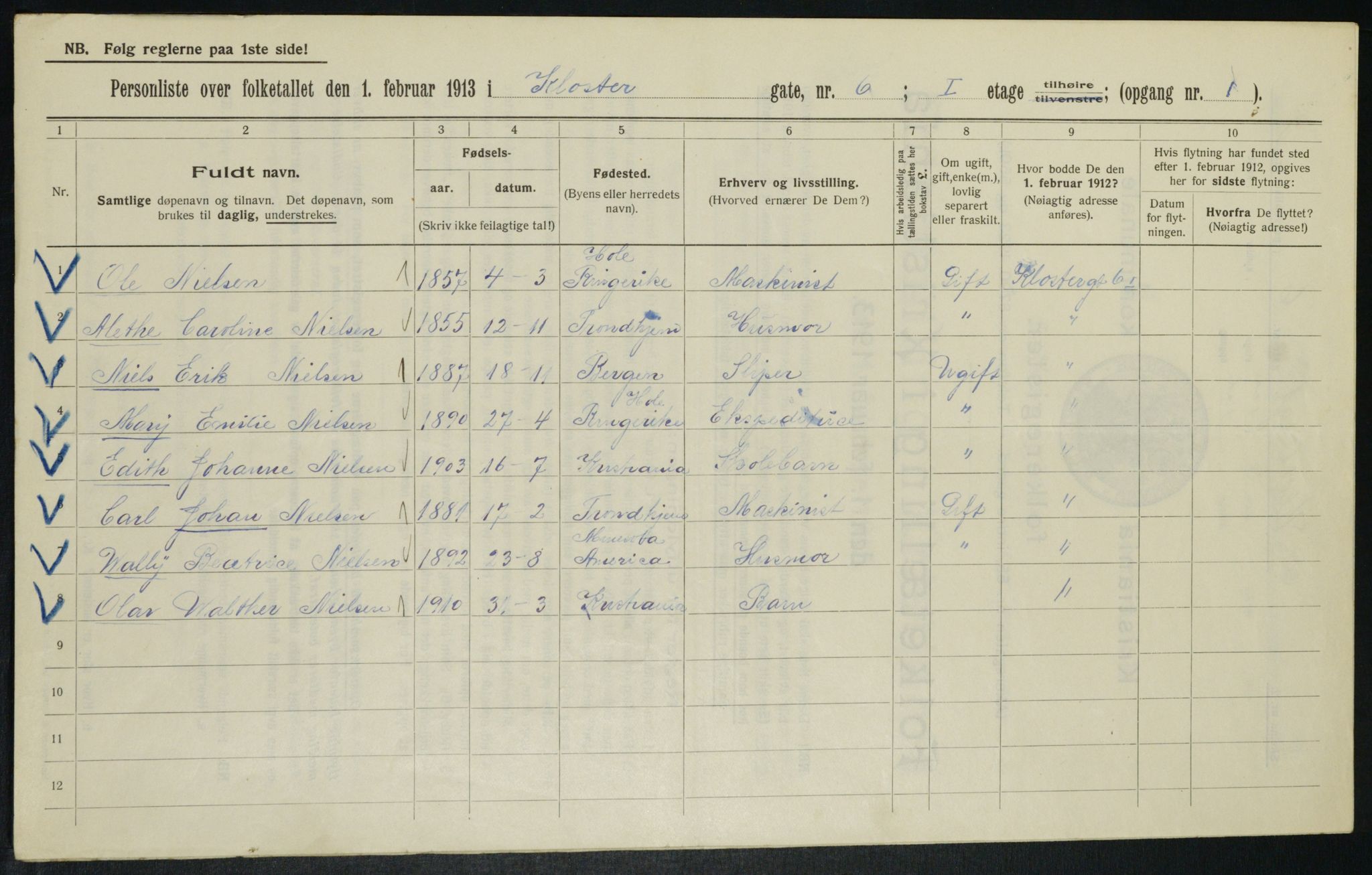 OBA, Municipal Census 1913 for Kristiania, 1913, p. 51872