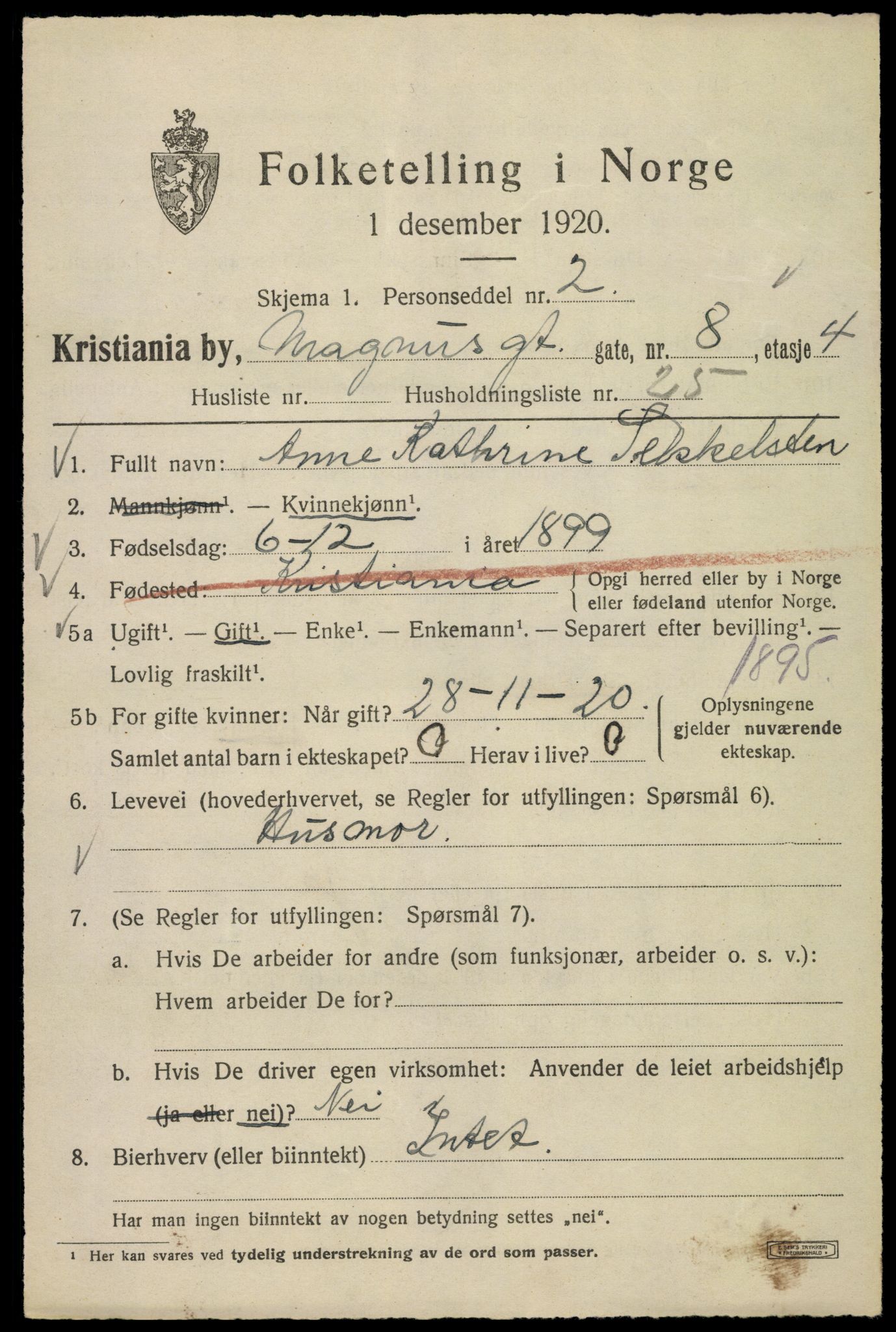 SAO, 1920 census for Kristiania, 1920, p. 371487