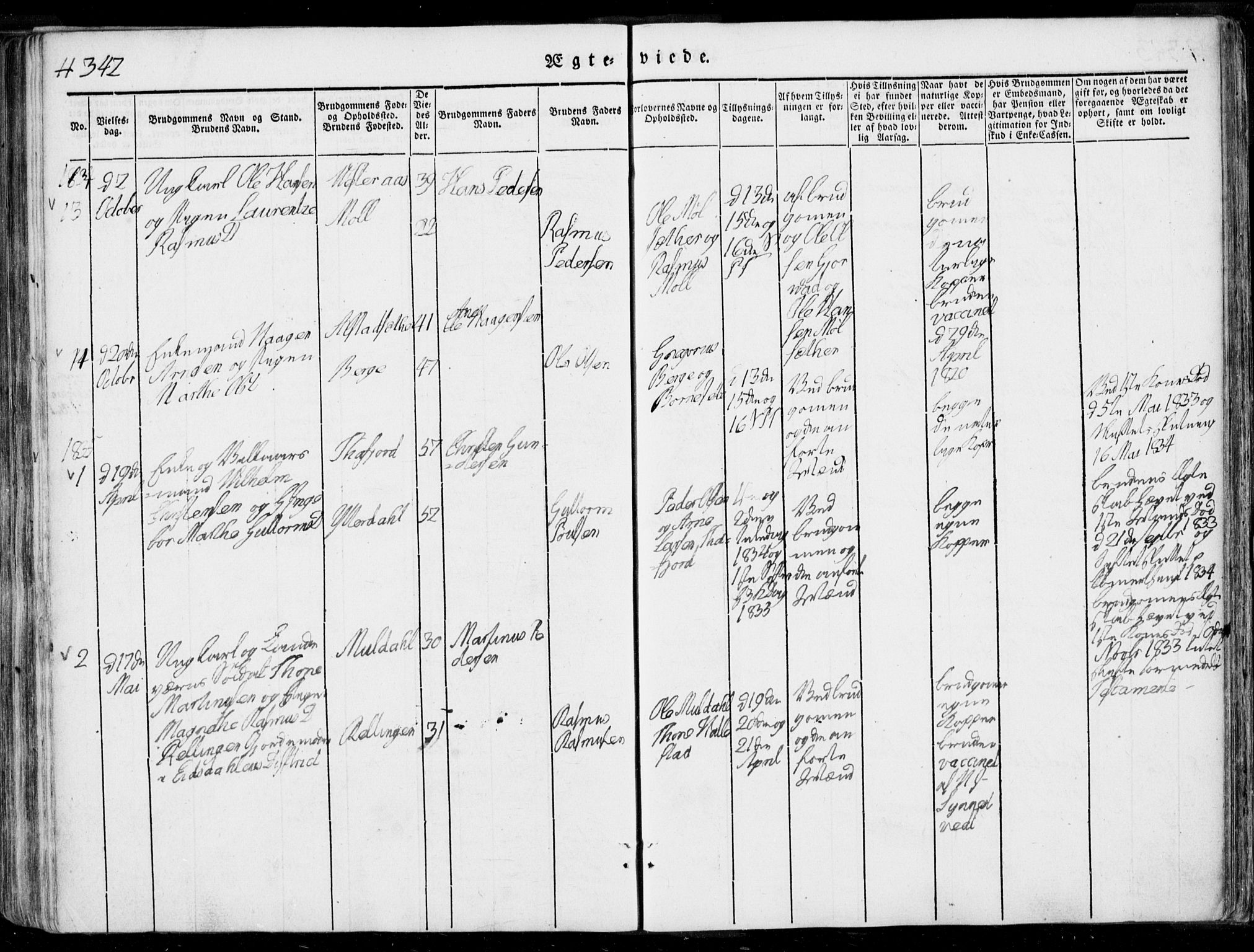 Ministerialprotokoller, klokkerbøker og fødselsregistre - Møre og Romsdal, SAT/A-1454/519/L0248: Parish register (official) no. 519A07, 1829-1860, p. 342