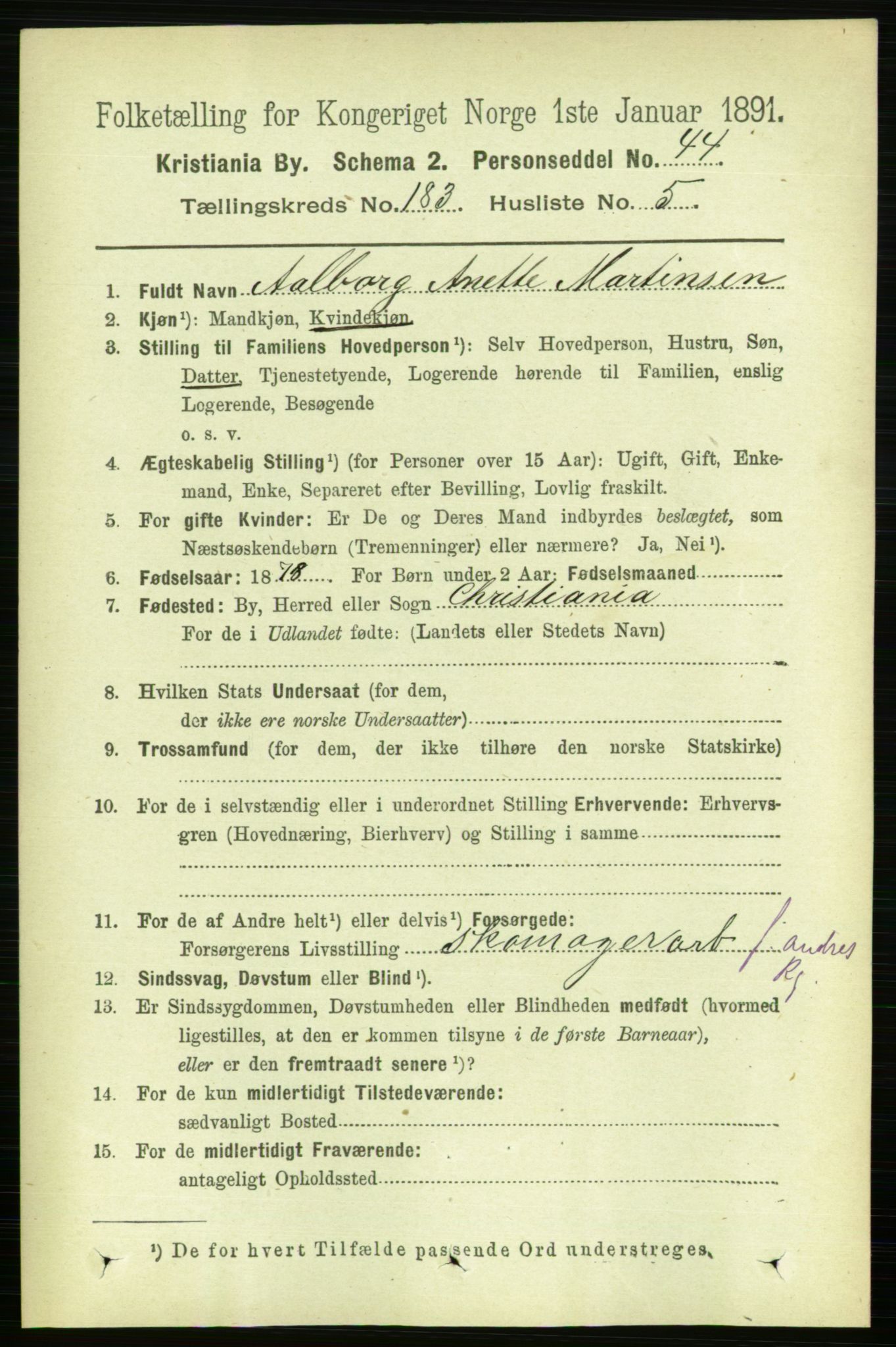 RA, 1891 census for 0301 Kristiania, 1891, p. 109457