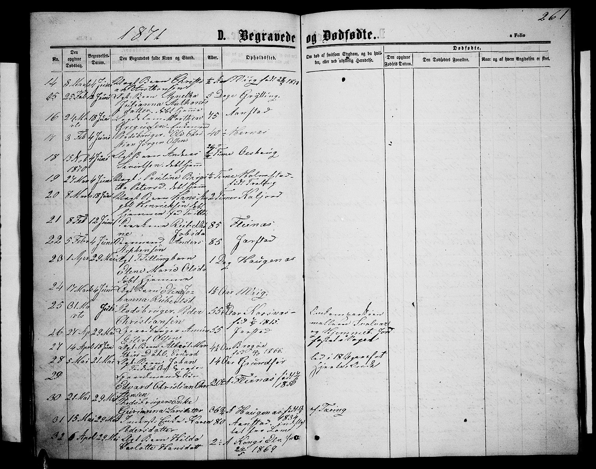 Ministerialprotokoller, klokkerbøker og fødselsregistre - Nordland, AV/SAT-A-1459/888/L1266: Parish register (copy) no. 888C04, 1864-1877, p. 261