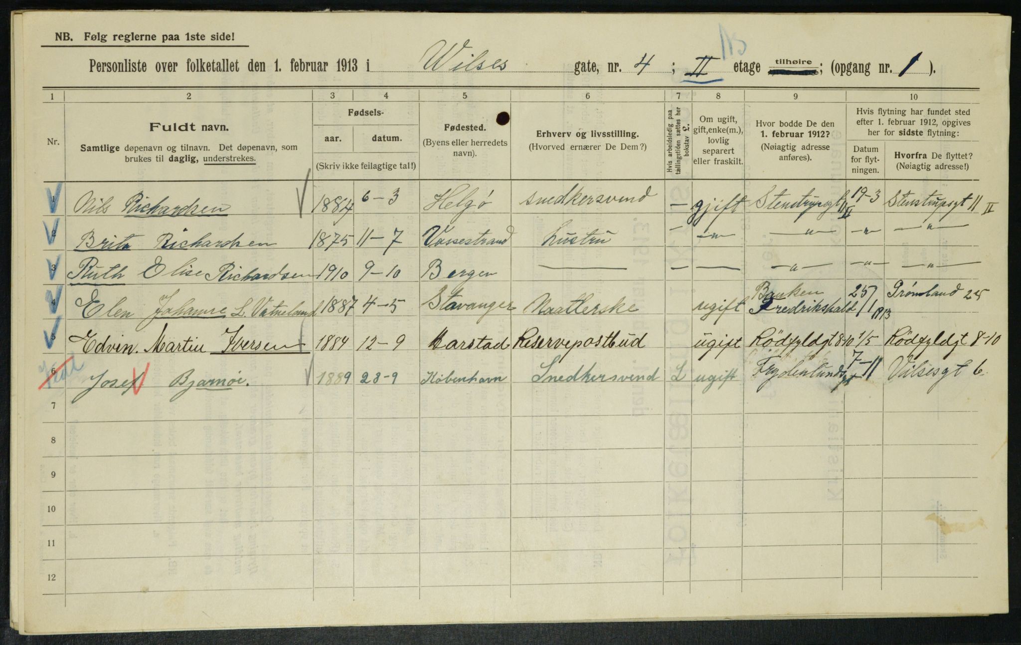 OBA, Municipal Census 1913 for Kristiania, 1913, p. 128288