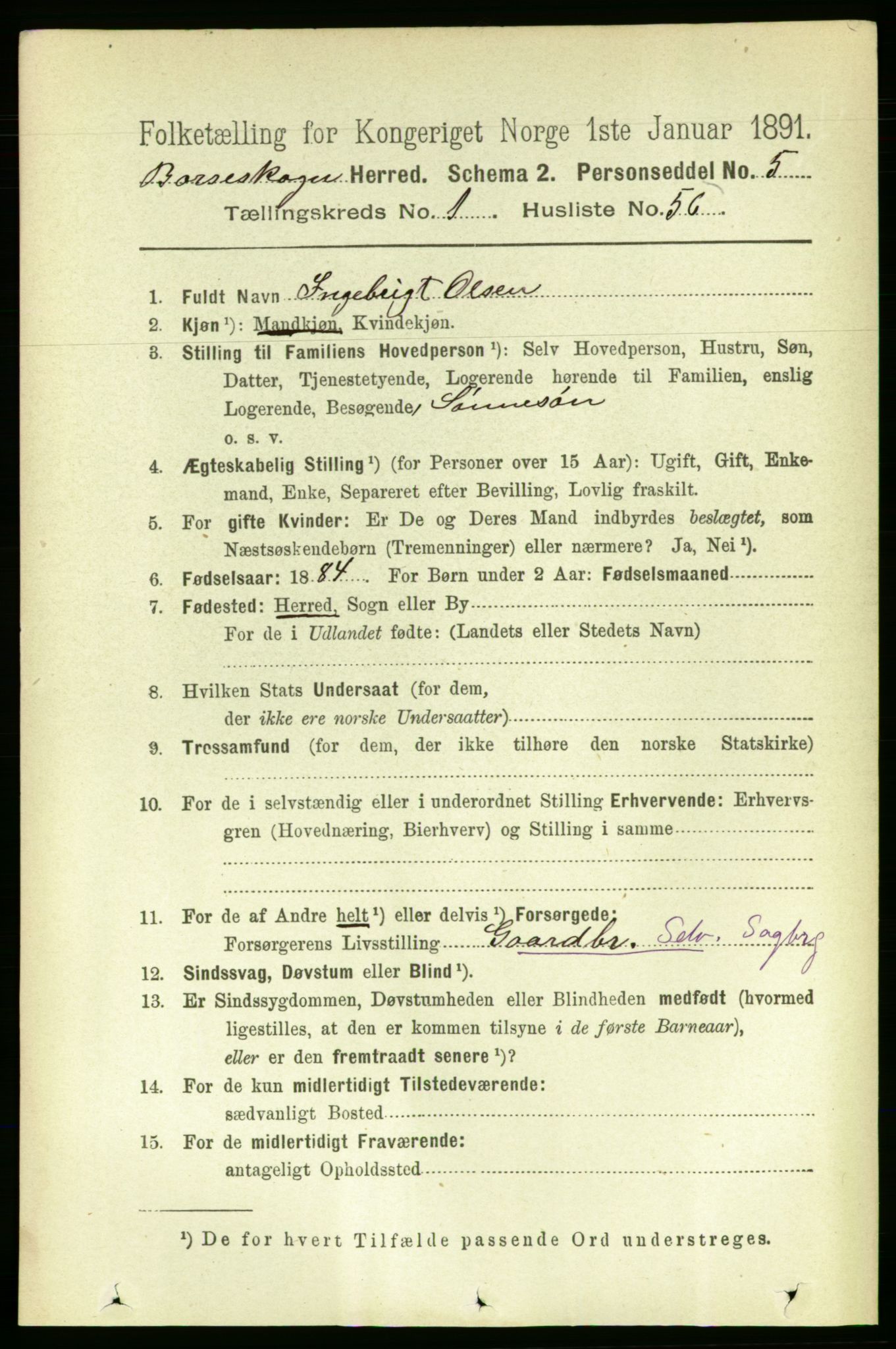 RA, 1891 census for 1657 Børseskogn, 1891, p. 468