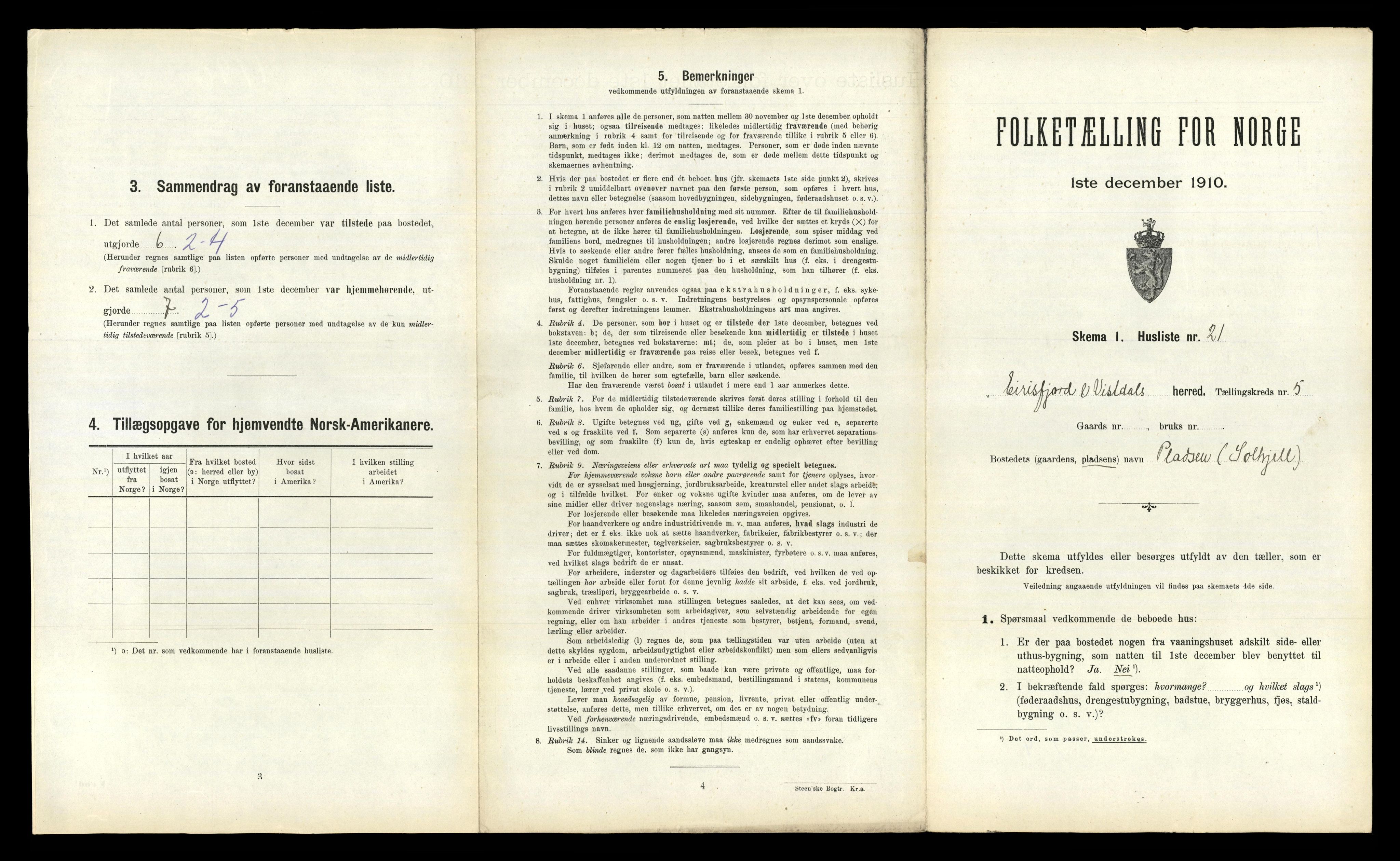 RA, 1910 census for Eresfjord og Vistdal, 1910, p. 319