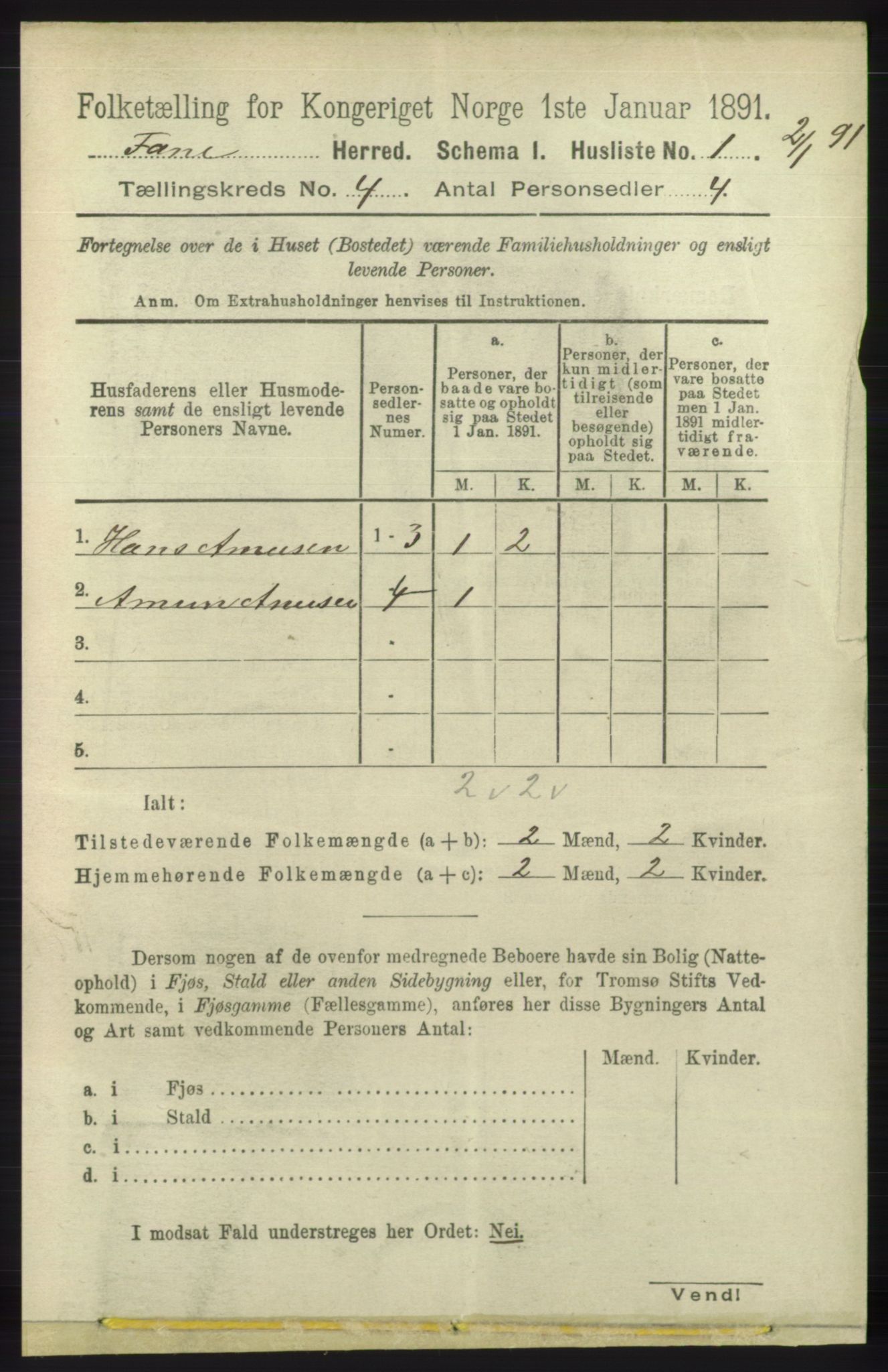 RA, 1891 census for 1249 Fana, 1891, p. 1528