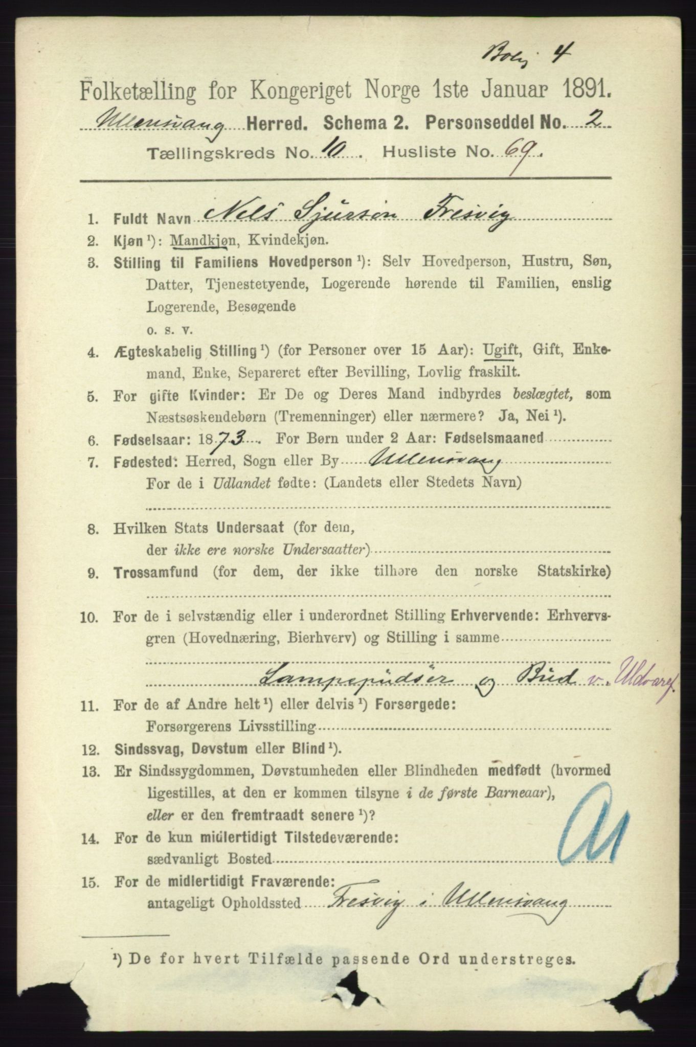 RA, 1891 census for 1230 Ullensvang, 1891, p. 4200