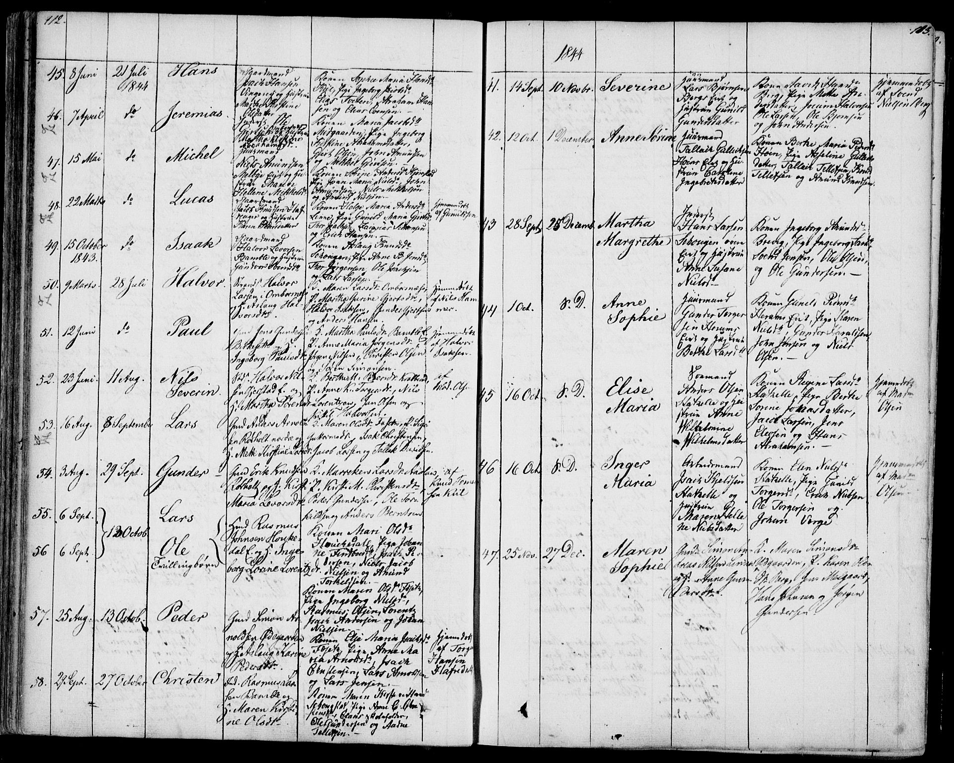 Bamble kirkebøker, AV/SAKO-A-253/F/Fa/L0004: Parish register (official) no. I 4, 1834-1853, p. 112-113