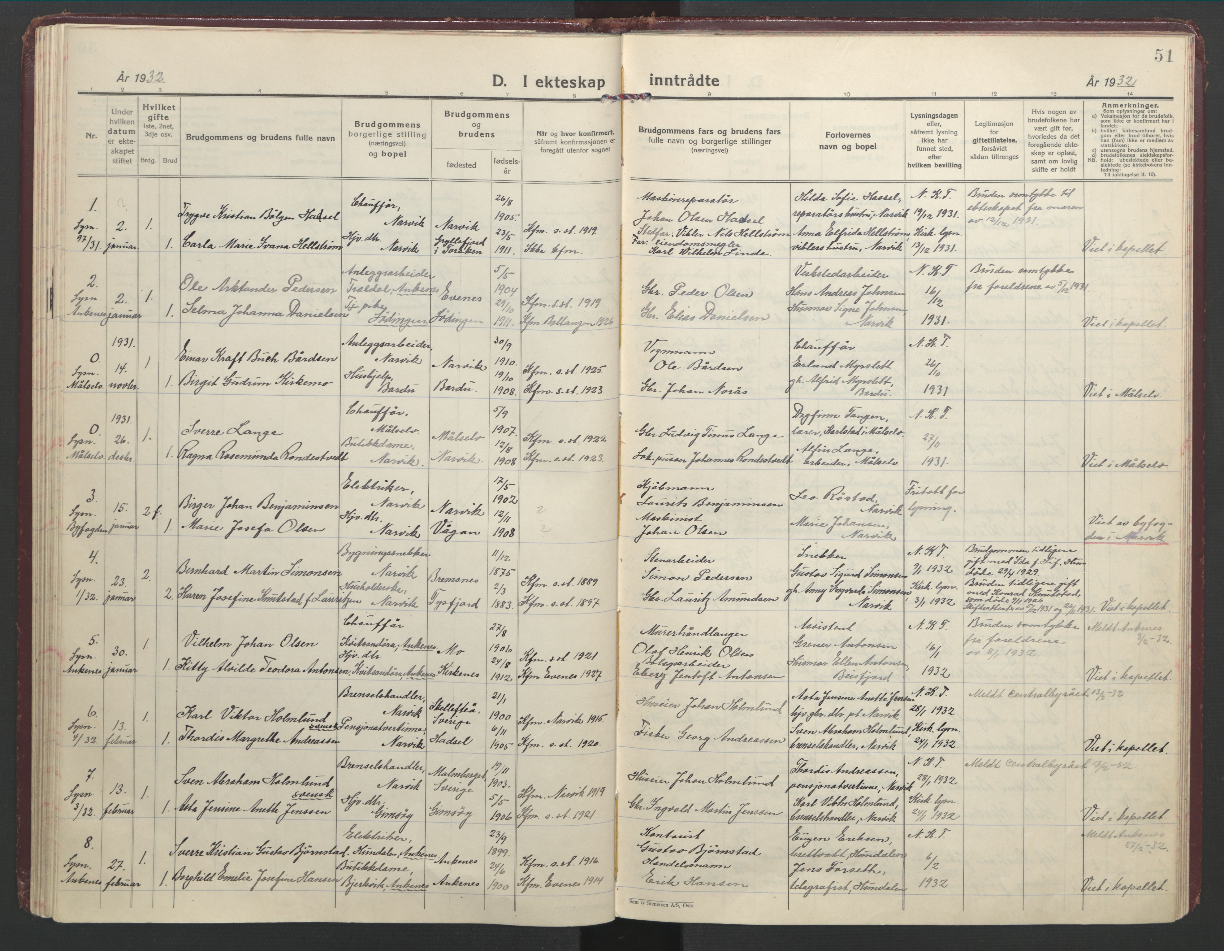 Ministerialprotokoller, klokkerbøker og fødselsregistre - Nordland, SAT/A-1459/871/L1006: Parish register (official) no. 871A22, 1928-1936, p. 51