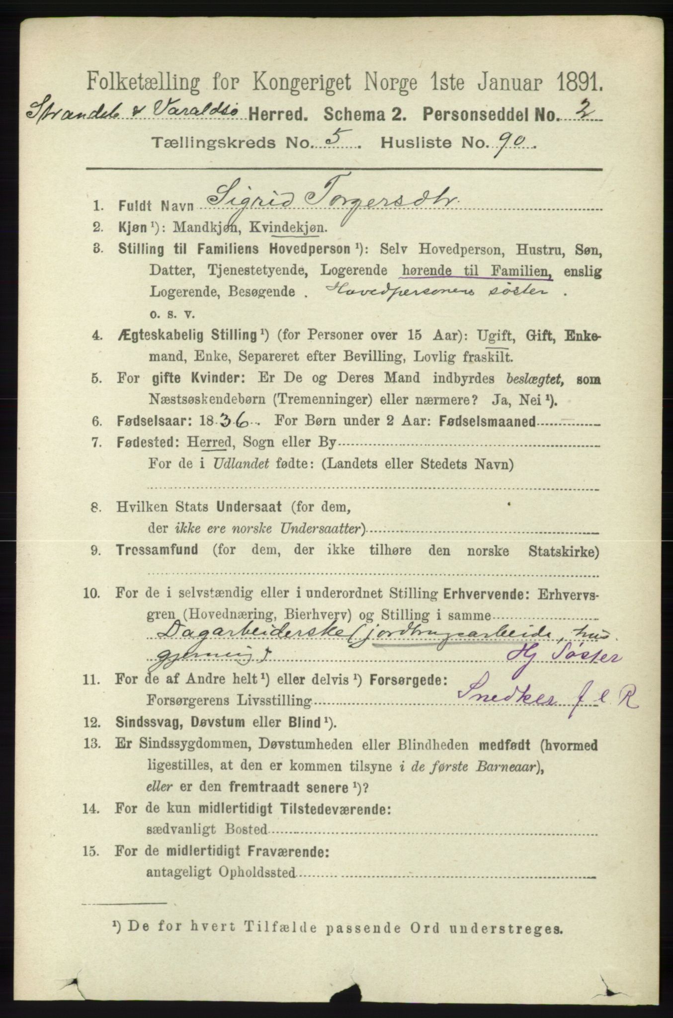 RA, 1891 census for 1226 Strandebarm og Varaldsøy, 1891, p. 2387