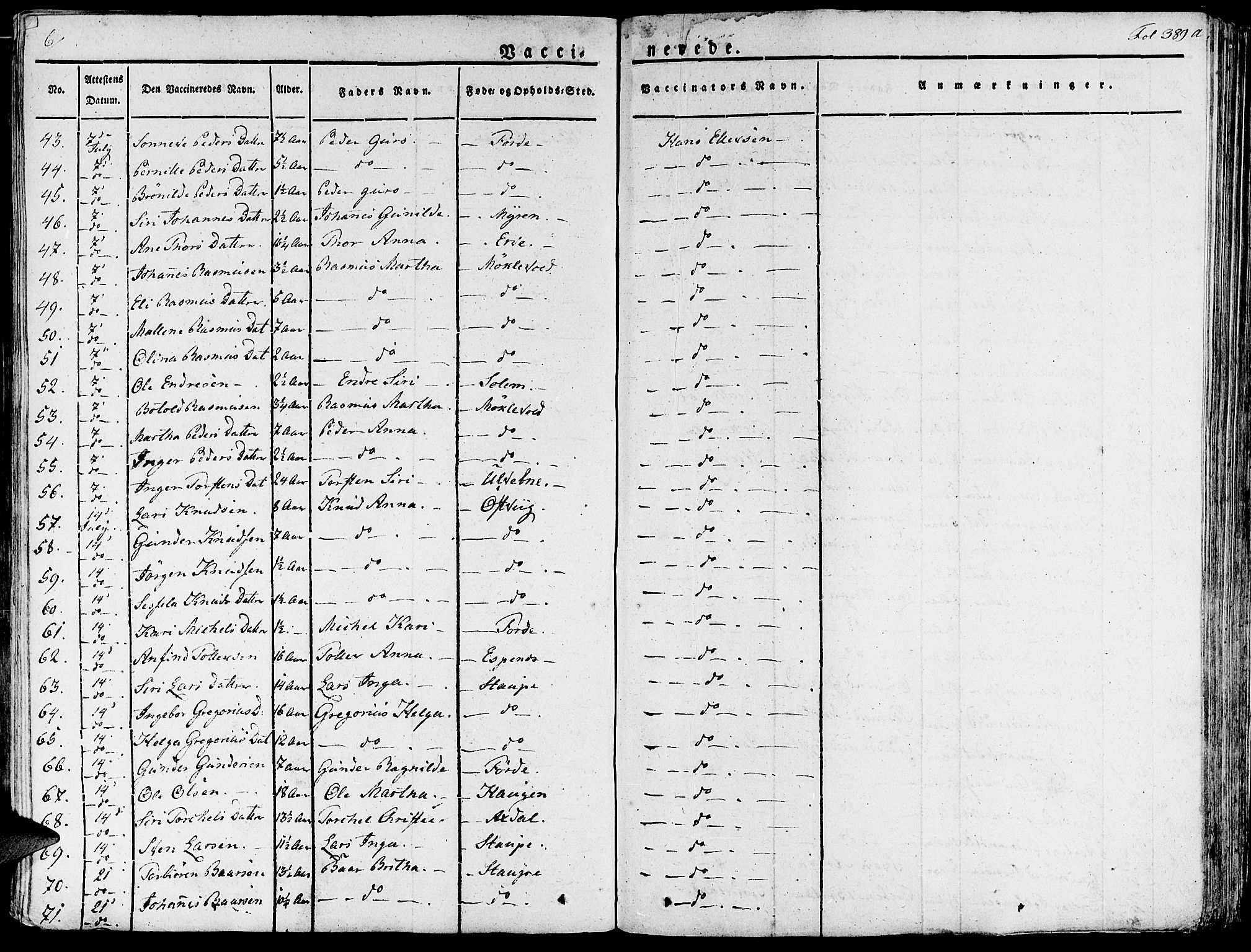 Fjelberg sokneprestembete, AV/SAB-A-75201/H/Haa: Parish register (official) no. A 5, 1822-1834, p. 389