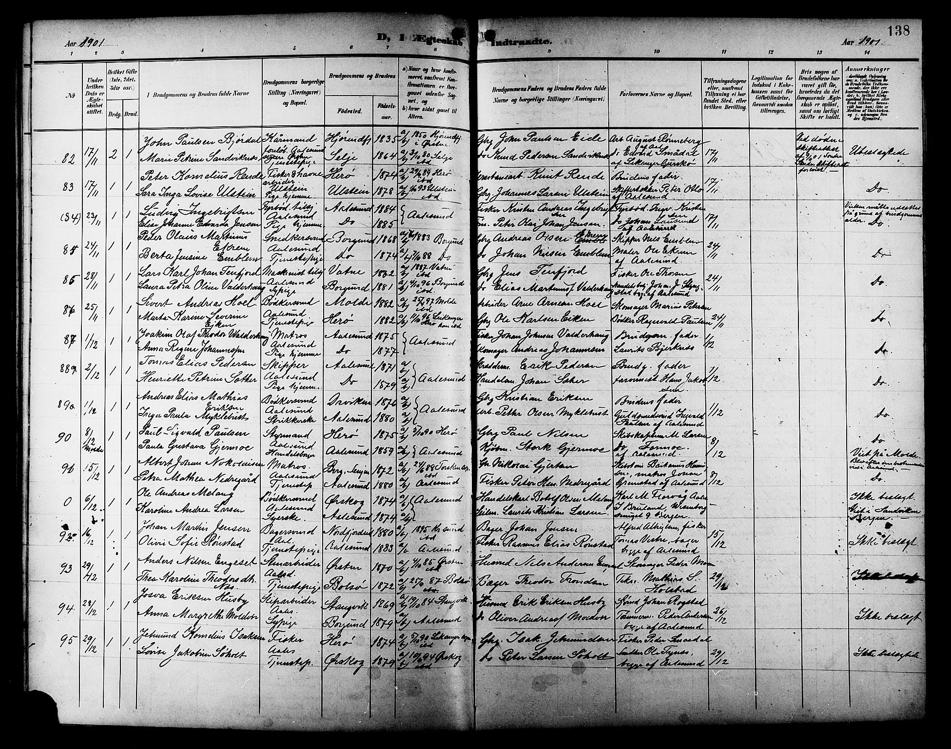 Ministerialprotokoller, klokkerbøker og fødselsregistre - Møre og Romsdal, AV/SAT-A-1454/529/L0469: Parish register (copy) no. 529C06, 1898-1906, p. 138