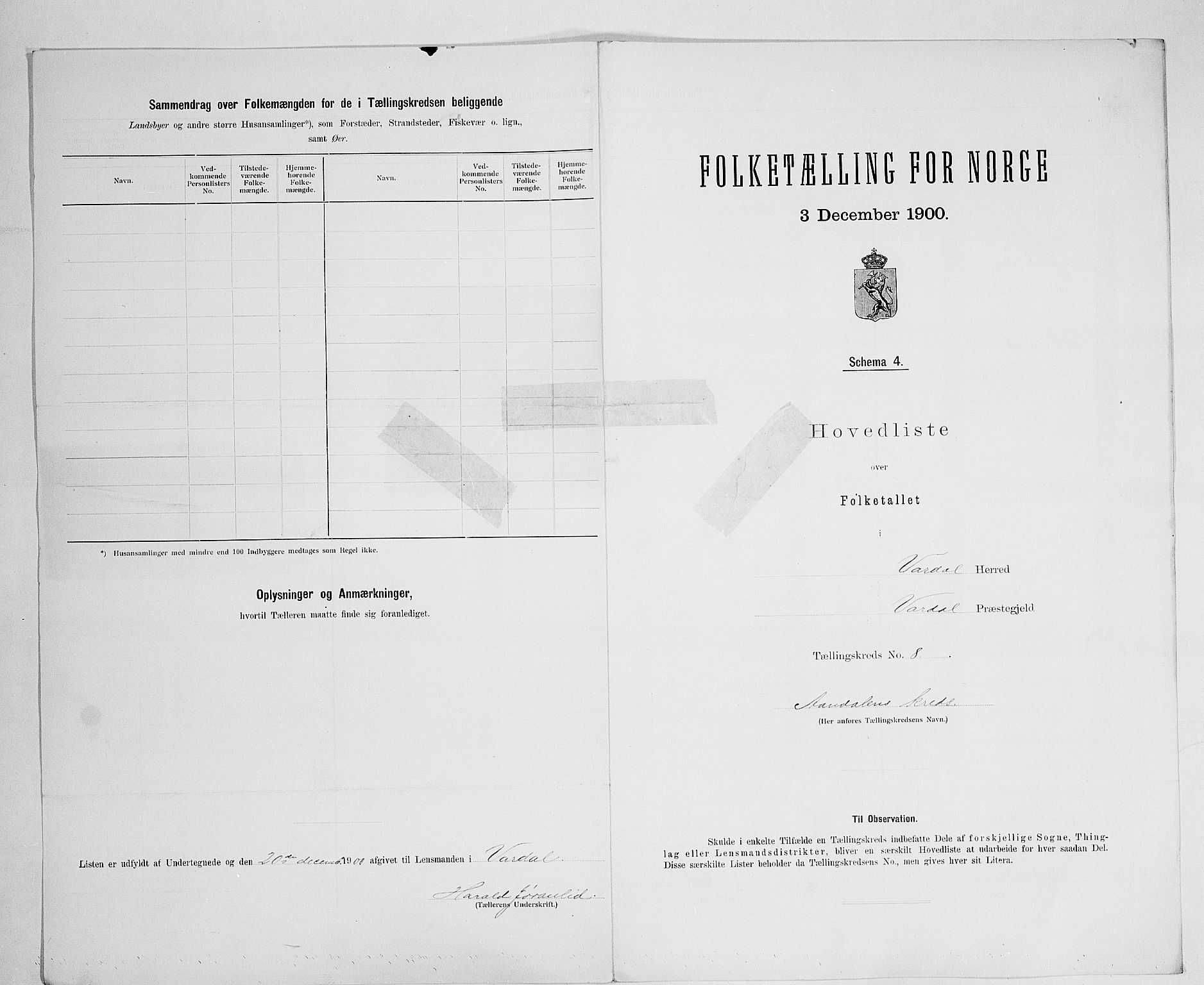 SAH, 1900 census for Vardal, 1900, p. 32